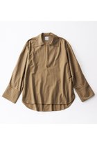【グッド ピープル グッド ステッチング グッド プロダクト/GOOD PEOPLE GOOD STITCHING GOOD PRODUCT】のスキッパー プルオーバーシャツ 人気、トレンドファッション・服の通販 founy(ファニー) ファッション Fashion レディースファッション Fashion for Women トップス・カットソー Cut & Sew Tops シャツ・ブラウス・オフィスカジュアル Elegant Blouses & Button-Ups カジュアルプルオーバー・ニットトップス Pullovers & Knit Tops / Casual Pullovers カットソー Cut and Sewn Top スキッパー Skipper, Open Collar ストライプ Stripe, Striped Pattern スリーブ Sleeve, Long Sleeve / Short Sleeve ダブル Double, Double-Breasted ロング Long, Long-Length エレガント 上品 Elegant thumbnail ライトブラウン|ID: prp329100004872693 ipo3291000000036343329