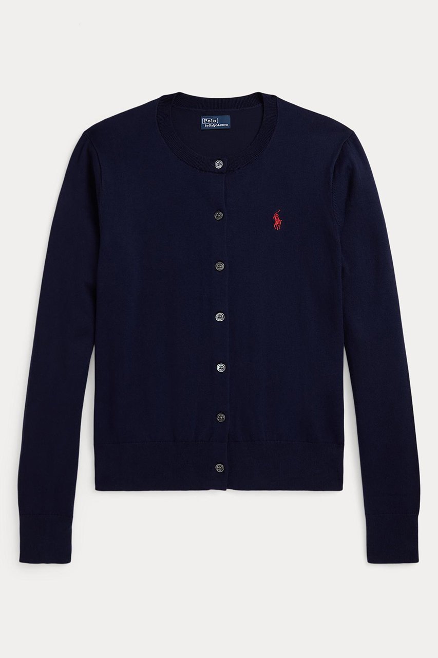【ラルフローレン/RALPH LAUREN】の【POLO RALPH LAUREN】コットン クルーネック カーディガン インテリア・キッズ・メンズ・レディースファッション・服の通販 founy(ファニー) 　ファッション　Fashion　レディースファッション　Fashion for Women　トップス・カットソー　Cut & Sew Tops　ニット　Knit Tops & Sweaters　カーディガン・羽織り　Layered Style Cardigans　なめらか　Smooth, Silky Texture　カフス　Cuff Design　カーディガン　Cardigan, Knitwear　スリム　Slim, Slim Fit　フィット　Fit, Slim Fit　ベーシック　Basic, Essential　定番　Standard, Basic Item　ネイビー|ID: prp329100004872752 ipo3291000000036904798