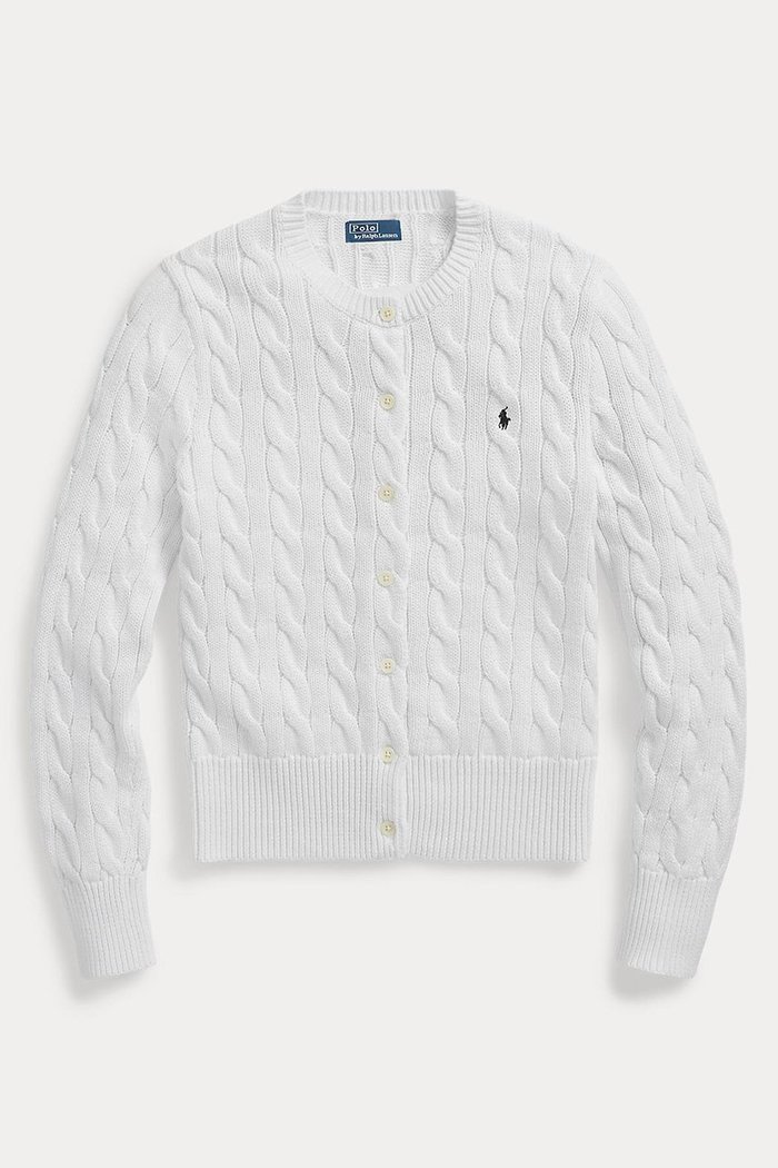 【ラルフローレン/RALPH LAUREN】の【POLO RALPH LAUREN】ケーブルニット コットン クルーネック カーディガン インテリア・キッズ・メンズ・レディースファッション・服の通販 founy(ファニー) https://founy.com/ ファッション Fashion レディースファッション Fashion for Women トップス・カットソー Cut & Sew Tops ニット Knit Tops & Sweaters カーディガン・羽織り Layered Style Cardigans カフス Cuff Design カーディガン Cardigan, Knitwear スリム Slim, Slim Fit バランス Balance, Style Balance フィット Fit, Slim Fit エレガント 上品 Elegant |ID: prp329100004872753 ipo3291000000037238077