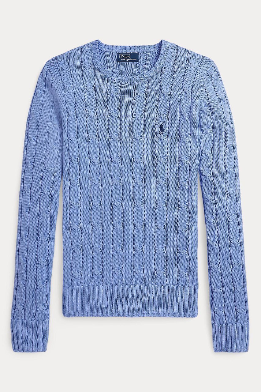 【ラルフローレン/RALPH LAUREN】の【POLO RALPH LAUREN】ケーブルニット コットン クルーネック セーター インテリア・キッズ・メンズ・レディースファッション・服の通販 founy(ファウニー) 　ファッション　Fashion　レディースファッション　Fashion for Women　トップス・カットソー　Cut & Sew Tops　ニット　Knit Tops & Sweaters　カジュアルプルオーバー・ニットトップス　Pullovers & Knit Tops / Casual Pullovers　カフス　Cuff Design　スリム　Slim, Slim Fit　セーター　Sweater, Knitwear　バランス　Balance, Style Balance　フィット　Fit, Slim Fit　エレガント 上品　Elegant　ブルー|ID: prp329100004872754 ipo3291000000036343805