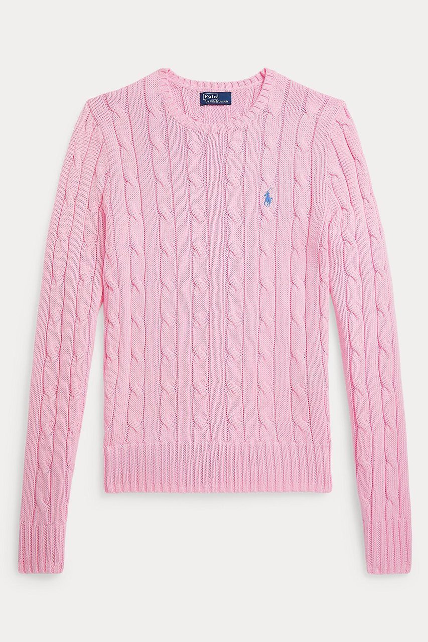 【ラルフローレン/RALPH LAUREN】の【POLO RALPH LAUREN】ケーブルニット コットン クルーネック セーター インテリア・キッズ・メンズ・レディースファッション・服の通販 founy(ファウニー) 　ファッション　Fashion　レディースファッション　Fashion for Women　トップス・カットソー　Cut & Sew Tops　ニット　Knit Tops & Sweaters　カジュアルプルオーバー・ニットトップス　Pullovers & Knit Tops / Casual Pullovers　カフス　Cuff Design　スリム　Slim, Slim Fit　セーター　Sweater, Knitwear　バランス　Balance, Style Balance　フィット　Fit, Slim Fit　エレガント 上品　Elegant　ピンク|ID: prp329100004872754 ipo3291000000036622412