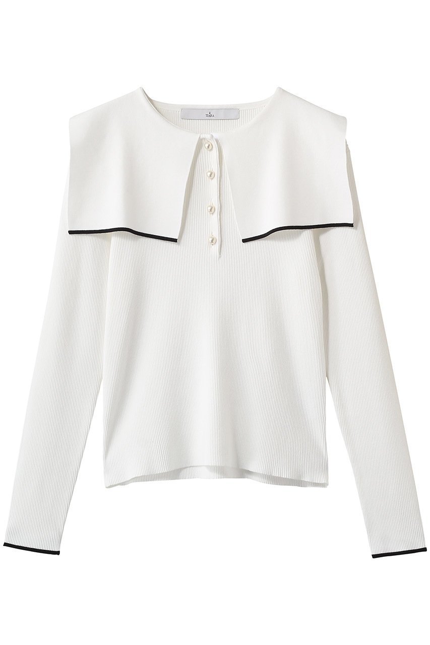 【ティアラ/Tiara】のスクエアカラーリブニット インテリア・キッズ・メンズ・レディースファッション・服の通販 founy(ファニー) ファッション Fashion レディースファッション Fashion for Women トップス・カットソー Cut & Sew Tops ニット Knit Tops & Sweaters カジュアルプルオーバー・ニットトップス Pullovers & Knit Tops / Casual Pullovers コンパクト Compact, Small Size ジャケット Jacket, Outerwear スクエア Square, Square Shape パール Pearl, Pearl Accent フェミニン Feminine, Girly 新作・新入荷 New Arrivals / New In ホワイト|ID: prp329100004872767 ipo3291000000036343944