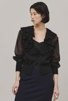 【カレンソロジー/Curensology】のラッフルニットカーディガン 人気、トレンドファッション・服の通販 founy(ファニー) ファッション Fashion レディースファッション Fashion for Women トップス・カットソー Cut & Sew Tops ニット Knit Tops & Sweaters カーディガン・羽織り Layered Style Cardigans カーディガン Cardigan, Knitwear フロント Front, Front Design ラッフル Ruffle, Frill |ID:prp329100004872773