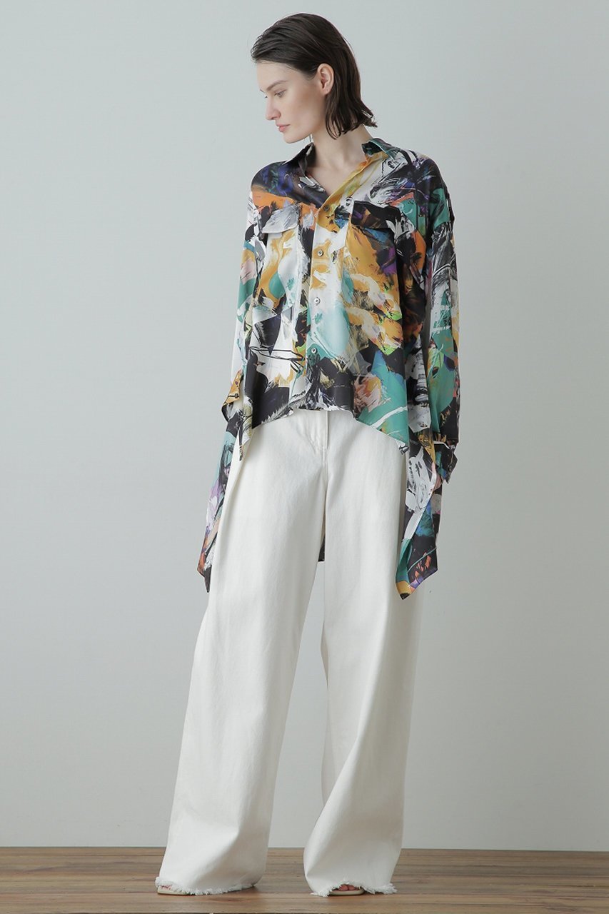 【ヒューエルミュージアム/hueLe Museum】の【STUMBLY】Printed Relaxy Shirt 人気、トレンドファッション・服の通販 founy(ファニー) 　ファッション　Fashion　レディースファッション　Fashion for Women　トップス・カットソー　Cut & Sew Tops　シャツ・ブラウス・オフィスカジュアル　Elegant Blouses & Button-Ups　スリーブ　Sleeve, Long Sleeve / Short Sleeve　プリント　Print, Printed Pattern　ミリタリー　Military, Army Style　ロング　Long, Long-Length　other-2|ID: prp329100004872783 ipo3291000000036370392