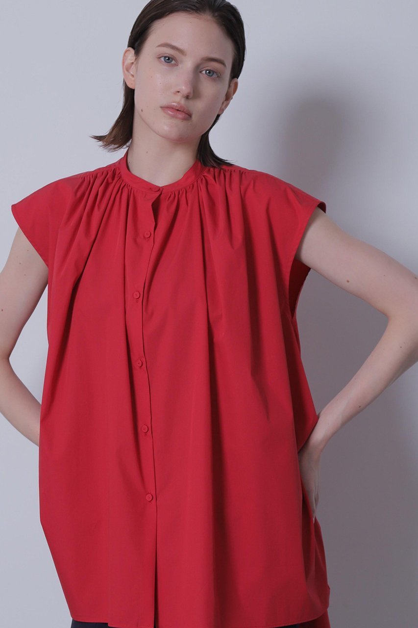 【ヒューエルミュージアム/hueLe Museum】の【hLM】80/1 CPタイプライター インテリア・キッズ・メンズ・レディースファッション・服の通販 founy(ファニー) ファッション Fashion レディースファッション Fashion for Women トップス・カットソー Cut & Sew Tops キャミソール&ノースリーブ Camisoles & Sleeveless Tops シャツ・ブラウス・オフィスカジュアル Elegant Blouses & Button-Ups カッティング Cutting Detail タイプライター Typewriter Fabric, Crisp Cotton ノースリーブ Sleeveless, No-Sleeve レッド|ID: prp329100004872785 ipo3291000000036344227