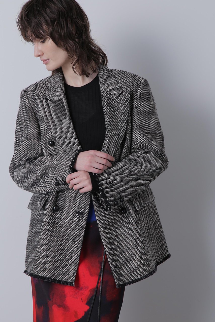 【ヒューエルミュージアム/hueLe Museum】の【hLM】ウールスラブツイードジャケット 人気、トレンドファッション・服の通販 founy(ファニー) ファッション Fashion レディースファッション Fashion for Women アウター Coat / Outerwear Collection レディースジャケット・軽アウター Jackets ジャケット Jacket, Outerwear ツイード Twill, Twill Weave フリンジ Fringe, Tassel マニッシュ Mannish, Boyish 再入荷 Restock / Back in Stock 無地 Plain, Solid Color other-1|ID: prp329100004872794 ipo3291000000036344366