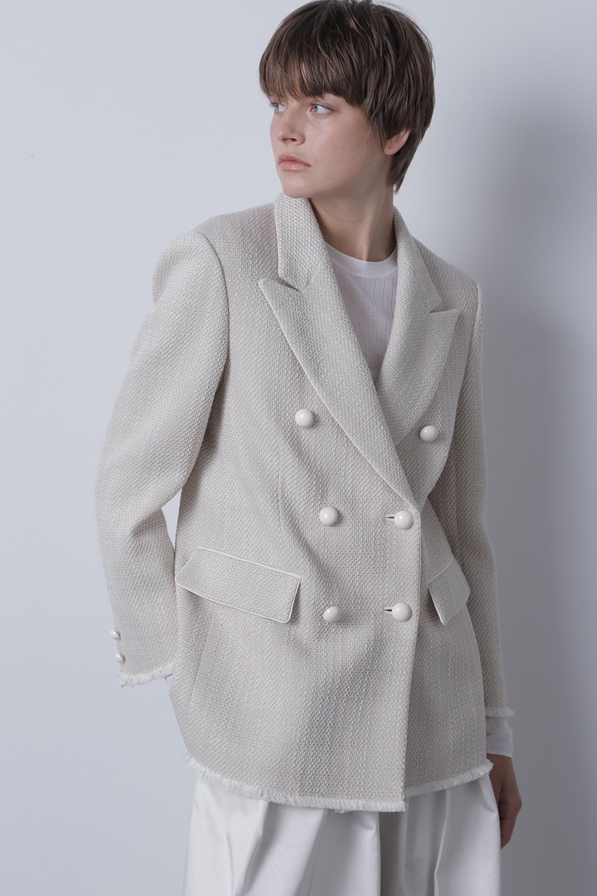 【ヒューエルミュージアム/hueLe Museum】の【hLM】ウールスラブツイードジャケット インテリア・キッズ・メンズ・レディースファッション・服の通販 founy(ファニー) ファッション Fashion レディースファッション Fashion for Women アウター Coat / Outerwear Collection レディースジャケット・軽アウター Jackets ジャケット Jacket, Outerwear ツイード Twill, Twill Weave フリンジ Fringe, Tassel マニッシュ Mannish, Boyish 再入荷 Restock / Back in Stock 無地 Plain, Solid Color ベージュ|ID: prp329100004872794 ipo3291000000036344370