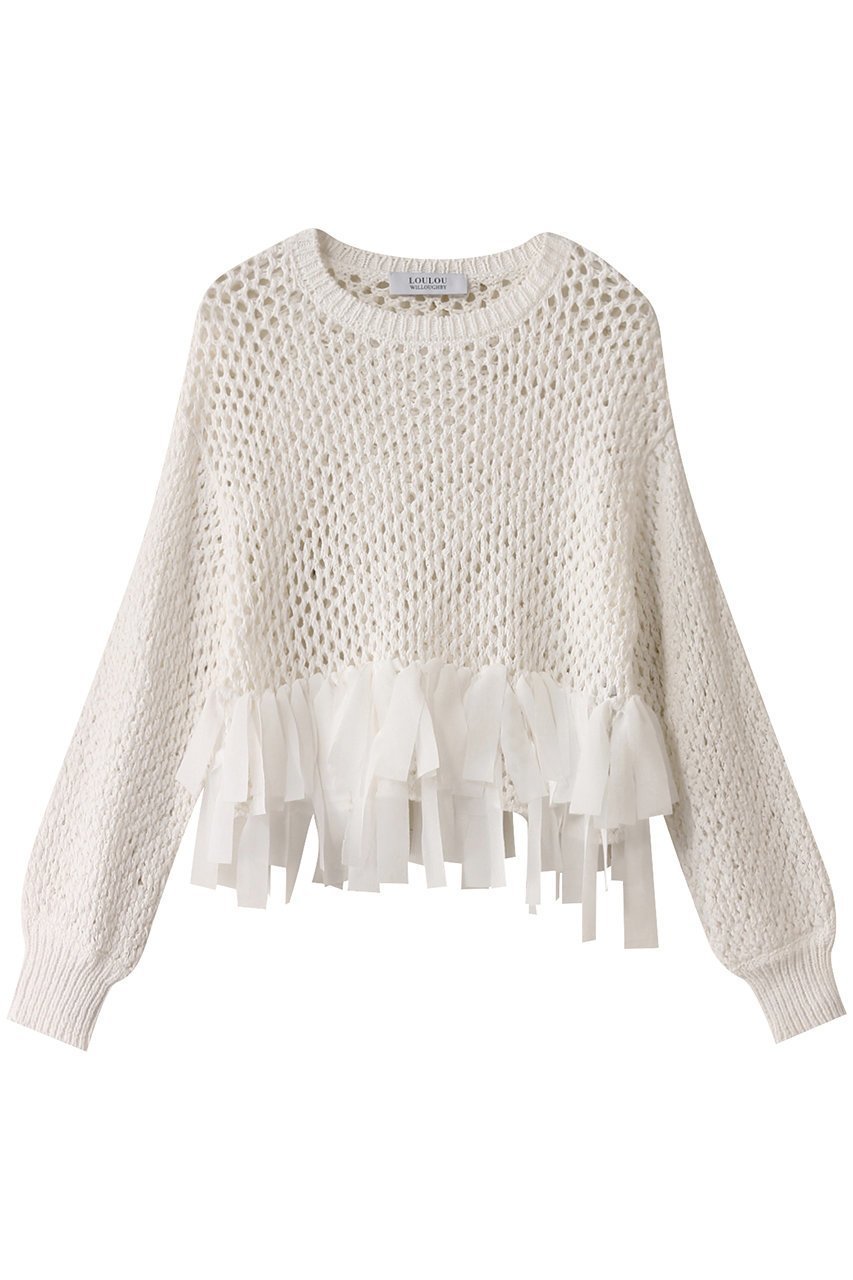 【アルアバイル/allureville】の【Loulou Willoughby】シフォンパピエメッシュプルオーバー インテリア・キッズ・メンズ・レディースファッション・服の通販 founy(ファニー) 　ファッション　Fashion　レディースファッション　Fashion for Women　トップス・カットソー　Cut & Sew Tops　ニット　Knit Tops & Sweaters　カジュアルプルオーバー・ニットトップス　Pullovers & Knit Tops / Casual Pullovers　シアー　Sheer, See-Through　シフォン　Chiffon, Lightweight Fabric　フリンジ　Fringe, Tassel　メッシュ　Mesh, Net Fabric　夏　Summer　春　Spring　S/S・春夏　SS, Spring/Summer, Warm Season　オフホワイト|ID: prp329100004872800 ipo3291000000036344430