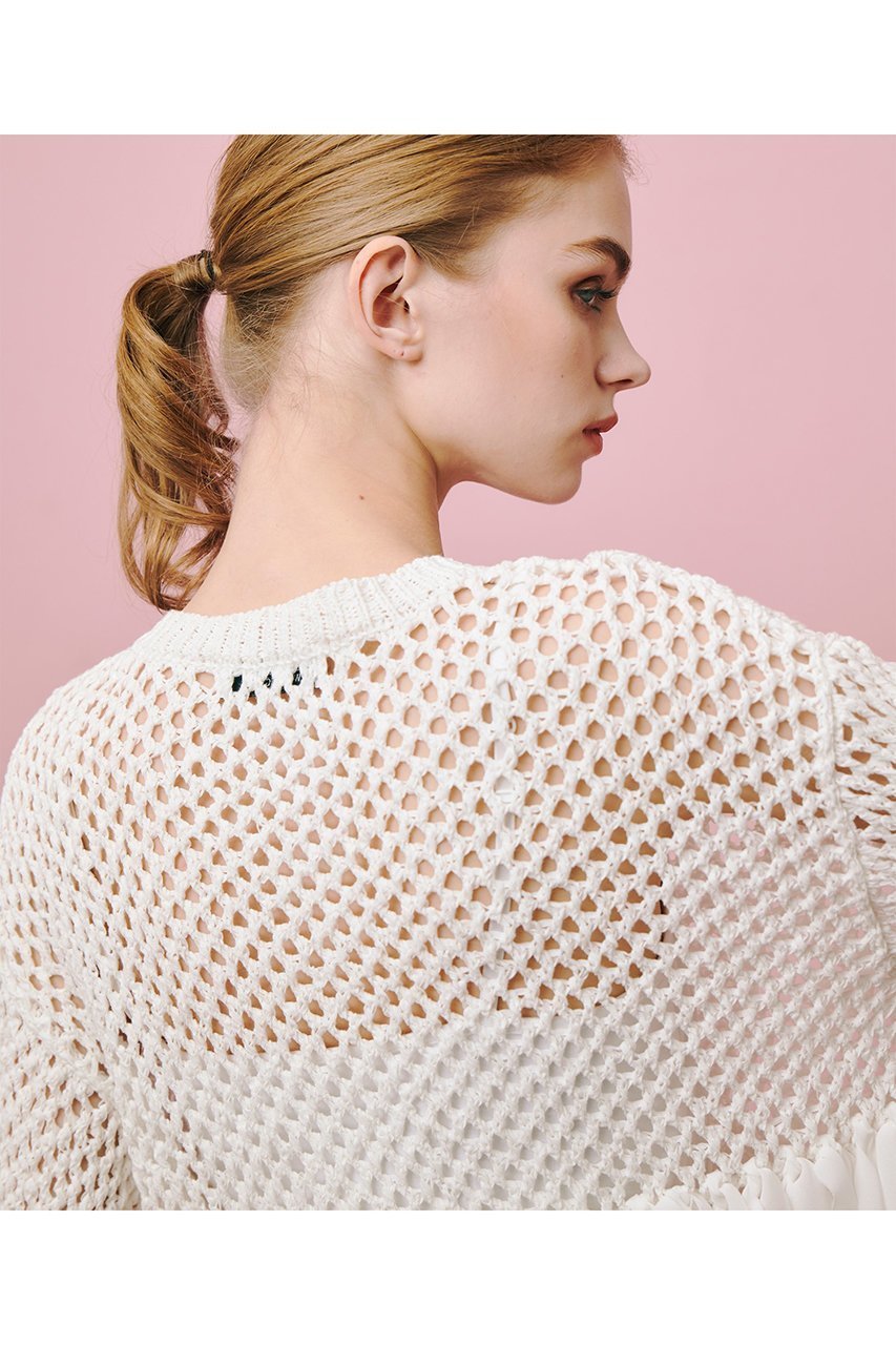 【アルアバイル/allureville】の【Loulou Willoughby】シフォンパピエメッシュプルオーバー 人気、トレンドファッション・服の通販 founy(ファニー) 　ファッション　Fashion　レディースファッション　Fashion for Women　トップス・カットソー　Cut & Sew Tops　ニット　Knit Tops & Sweaters　カジュアルプルオーバー・ニットトップス　Pullovers & Knit Tops / Casual Pullovers　シアー　Sheer, See-Through　シフォン　Chiffon, Lightweight Fabric　フリンジ　Fringe, Tassel　メッシュ　Mesh, Net Fabric　夏　Summer　春　Spring　S/S・春夏　SS, Spring/Summer, Warm Season　other-7|ID: prp329100004872800 ipo3291000000036344445