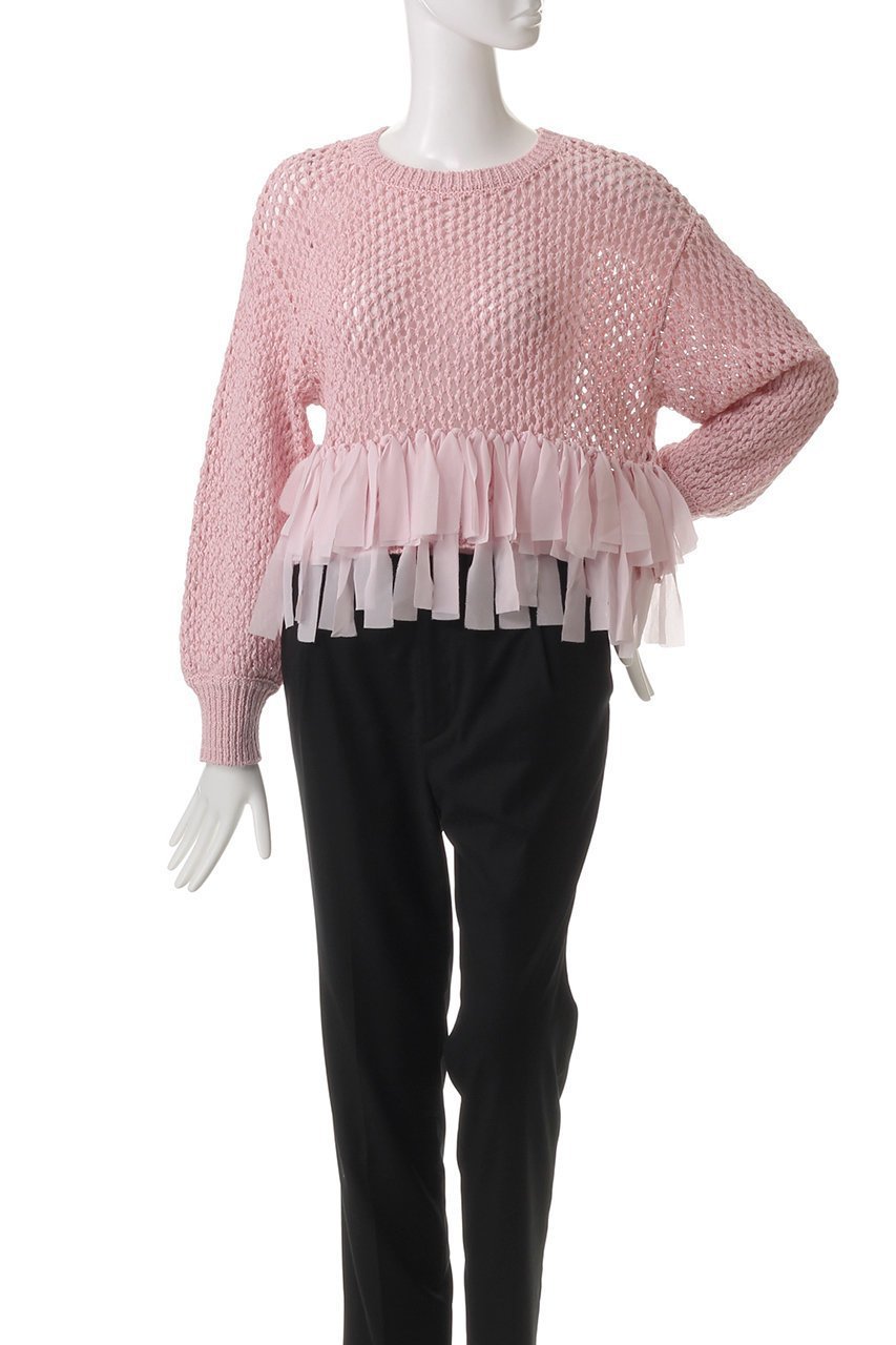 【アルアバイル/allureville】の【Loulou Willoughby】シフォンパピエメッシュプルオーバー 大人の最旬トレンドファッション＆コーディネート founy(ファウニー) 　ファッション　Fashion　レディースファッション　Fashion for Women　トップス・カットソー　Cut & Sew Tops　ニット　Knit Tops & Sweaters　カジュアルプルオーバー・ニットトップス　Pullovers & Knit Tops / Casual Pullovers　シアー　Sheer, See-Through　シフォン　Chiffon, Lightweight Fabric　フリンジ　Fringe, Tassel　メッシュ　Mesh, Net Fabric　夏　Summer　春　Spring　S/S・春夏　SS, Spring/Summer, Warm Season　other-2|ID: prp329100004872800 ipo3291000000036872518