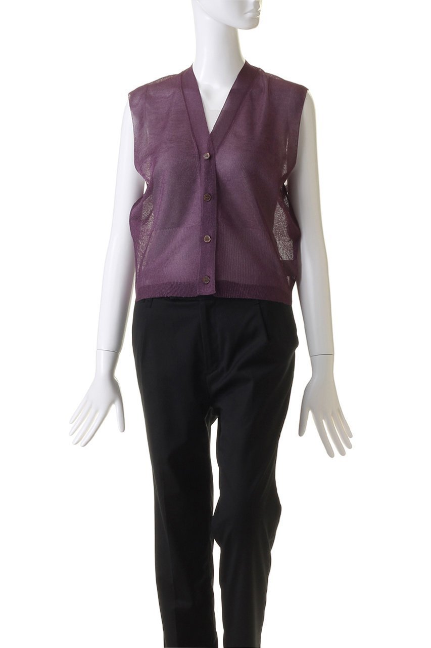 【マルティニーク/martinique】のシアームリネジレ 人気、トレンドファッション・服の通販 founy(ファニー) 　ファッション　Fashion　レディースファッション　Fashion for Women　トップス・カットソー　Cut & Sew Tops　ニット　Knit Tops & Sweaters　カーディガン・羽織り　Layered Style Cardigans　ベスト&ジレ / 重ね着スタイル　Vests & Gilets　エレガント 上品　Elegant　カーディガン　Cardigan, Knitwear　パープル　Purple, Violet　other-2|ID: prp329100004872809 ipo3291000000036344561