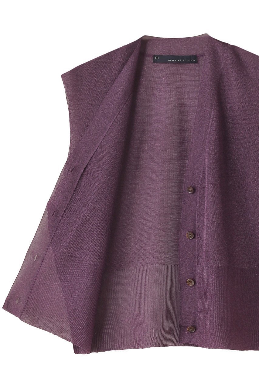 【マルティニーク/martinique】のシアームリネジレ 人気、トレンドファッション・服の通販 founy(ファニー) 　ファッション　Fashion　レディースファッション　Fashion for Women　トップス・カットソー　Cut & Sew Tops　ニット　Knit Tops & Sweaters　カーディガン・羽織り　Layered Style Cardigans　ベスト&ジレ / 重ね着スタイル　Vests & Gilets　エレガント 上品　Elegant　カーディガン　Cardigan, Knitwear　パープル　Purple, Violet　other-6|ID: prp329100004872809 ipo3291000000036344569