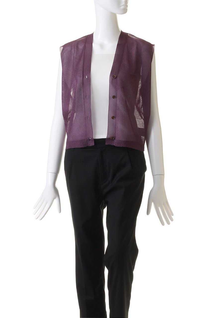 【マルティニーク/martinique】のシアームリネジレ 人気、トレンドファッション・服の通販 founy(ファニー) 　ファッション　Fashion　レディースファッション　Fashion for Women　トップス・カットソー　Cut & Sew Tops　ニット　Knit Tops & Sweaters　カーディガン・羽織り　Layered Style Cardigans　ベスト&ジレ / 重ね着スタイル　Vests & Gilets　エレガント 上品　Elegant　カーディガン　Cardigan, Knitwear　パープル　Purple, Violet　other-7|ID: prp329100004872809 ipo3291000000036344570