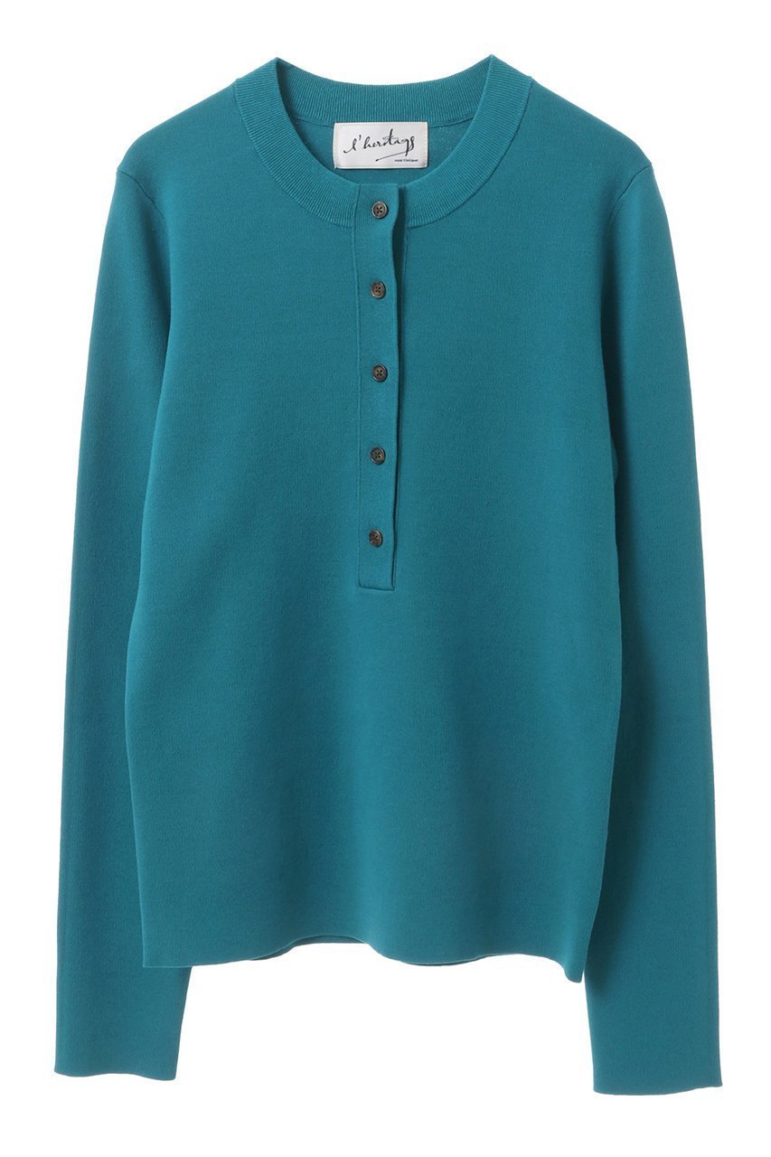 【マルティニーク/martinique】の【l heritage martinique】コットンナイロンスムースヘンリーネックプルオーバー インテリア・キッズ・メンズ・レディースファッション・服の通販 founy(ファニー) ファッション Fashion レディースファッション Fashion for Women トップス・カットソー Cut & Sew Tops ニット Knit Tops & Sweaters カジュアルプルオーバー・ニットトップス Pullovers & Knit Tops / Casual Pullovers アイレット Eyelet Lace ヴィンテージ Vintage Style コンパクト Compact, Small Size シンプル Simple, Minimal スタンダード Standard, Basic ストレート Straight, Straight Cut ブルー|ID: prp329100004872816 ipo3291000000036344630