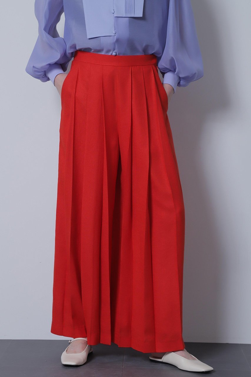 【ヒューエルミュージアム/hueLe Museum】の【STUMBLY】Tuck Pleated Wide Pants インテリア・キッズ・メンズ・レディースファッション・服の通販 founy(ファニー) 　ファッション　Fashion　レディースファッション　Fashion for Women　パンツ　Pants & Trousers　ドレープ　Drape, Draping Fabric　フラップ　Flap, Flap Pocket　フランス　France, French　フロント　Front, Front Design　マニッシュ　Mannish, Boyish　ミリタリー　Military, Army Style　レッド|ID: prp329100004872818 ipo3291000000036893372
