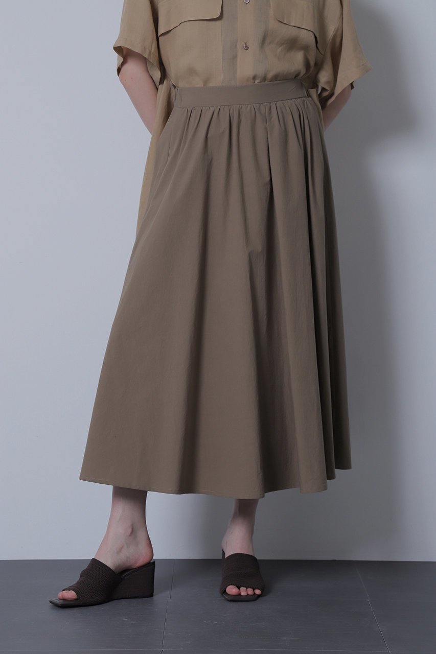 【ヒューエルミュージアム/hueLe Museum】の【STUMBLY】Maxi Flare Skirt インテリア・キッズ・メンズ・レディースファッション・服の通販 founy(ファニー) ファッション Fashion レディースファッション Fashion for Women スカート Skirts ロングスカート Long Skirts / Maxi & Midi Skirts ギャザー Gathered, Ruffled シルク Silk, 100% Silk タイプライター Typewriter Fabric, Crisp Cotton フロント Front, Front Design ロング Long, Long-Length 夏 Summer ベージュ|ID: prp329100004872825 ipo3291000000036344737