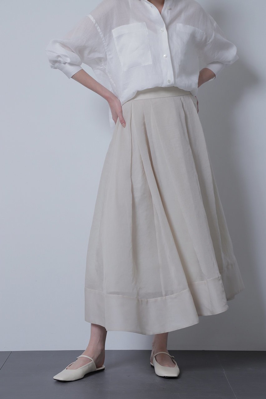 【ヒューエルミュージアム/hueLe Museum】の【hLM】ソフトオーガンジーSkirt インテリア・キッズ・メンズ・レディースファッション・服の通販 founy(ファウニー) 　ファッション　Fashion　レディースファッション　Fashion for Women　スカート　Skirts　ロングスカート　Long Skirts / Maxi & Midi Skirts　オーガンジー　Organza Fabric　ギャザー　Gathered, Ruffled　シアー　Sheer, See-Through　フロント　Front, Front Design　プリーツ　Pleats, Pleated　ロング　Long, Long-Length　エレガント 上品　Elegant　ベージュ|ID: prp329100004872827 ipo3291000000036344757
