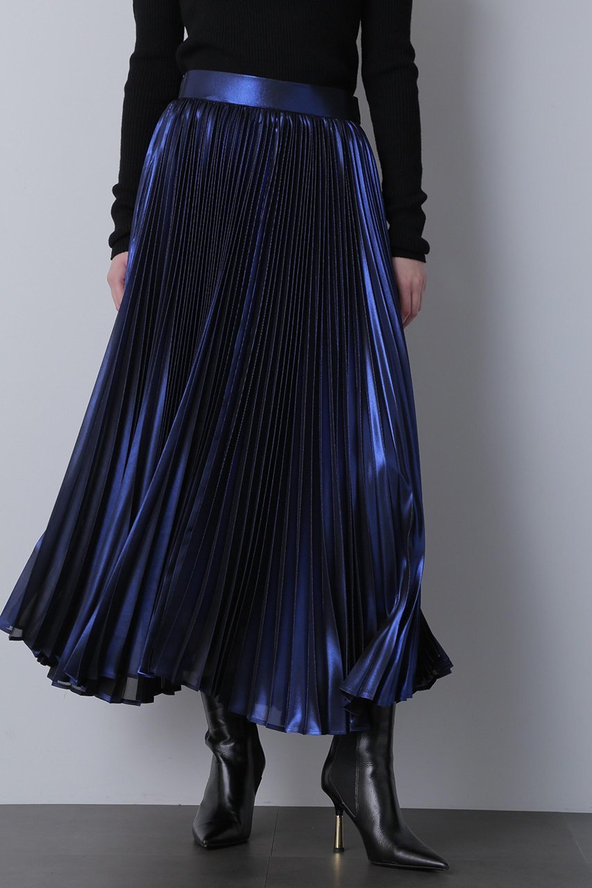 【ヒューエルミュージアム/hueLe Museum】の【hLM】メタリックプリーツスカート インテリア・キッズ・メンズ・レディースファッション・服の通販 founy(ファニー) 　ファッション　Fashion　レディースファッション　Fashion for Women　スカート　Skirts　プリーツスカート / 上品フェミニンスタイル　Pleated Skirts　ロングスカート　Long Skirts / Maxi & Midi Skirts　シフォン　Chiffon, Lightweight Fabric　トレンド　Trend, Trending Now　プリント　Print, Printed Pattern　プリーツ　Pleats, Pleated　ロング　Long, Long-Length　ブルー|ID: prp329100004872829 ipo3291000000036344773