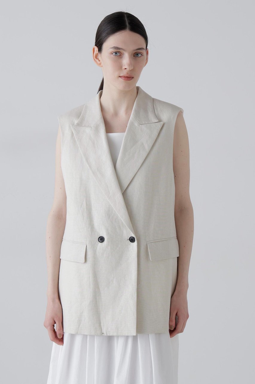 【アドーア/ADORE】のデラヴェライク麻ジレ インテリア・キッズ・メンズ・レディースファッション・服の通販 founy(ファニー) 　ファッション　Fashion　レディースファッション　Fashion for Women　アウター　Coat / Outerwear Collection　レディースジャケット・軽アウター　Jackets　ジャケット　Jacket, Outerwear　ダブル　Double, Double-Breasted　ボックス　Boxy, Box Shape　新作・新入荷　New Arrivals / New In　ホワイト|ID: prp329100004872838 ipo3291000000036344842