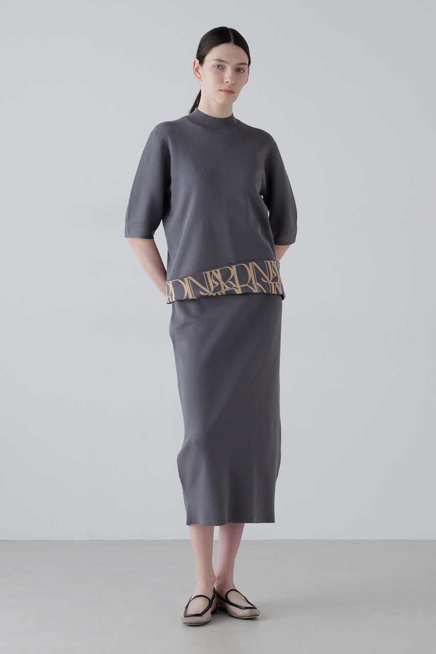 【アドーア/ADORE】のヒドゥンロゴニットスカート 人気、トレンドファッション・服の通販 founy(ファニー) 　ファッション　Fashion　レディースファッション　Fashion for Women　スカート　Skirts　おすすめ　Recommended / Our Picks　ジャカード／ジャガード　Jacquard, Woven Pattern　スリット　Slit, Slit Detail　セットアップ　Set-Up, Coordinated Outfit　エレガント 上品　Elegant　新作・新入荷　New Arrivals / New In　 other-1|ID: prp329100004872849 ipo3291000000036344936