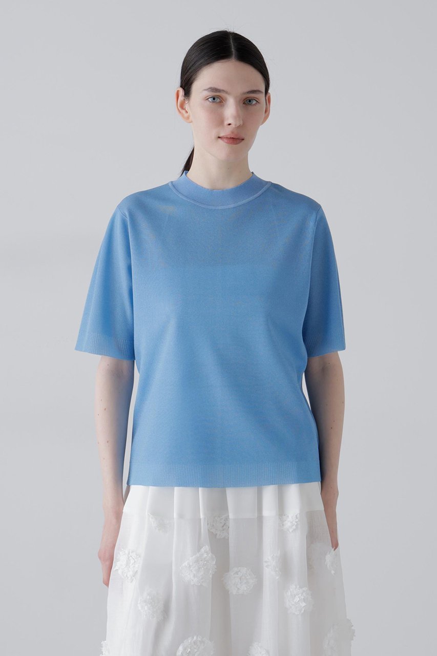 【アドーア/ADORE】のシアーニット インテリア・キッズ・メンズ・レディースファッション・服の通販 founy(ファウニー) 　ファッション　Fashion　レディースファッション　Fashion for Women　トップス・カットソー　Cut & Sew Tops　ニット　Knit Tops & Sweaters　カジュアルプルオーバー・ニットトップス　Pullovers & Knit Tops / Casual Pullovers　キャミ　Camisole, Cami Top　シアー　Sheer, See-Through　エレガント 上品　Elegant　半袖　Short Sleeve, Half Sleeve　ブルー|ID: prp329100004872853 ipo3291000000036344974