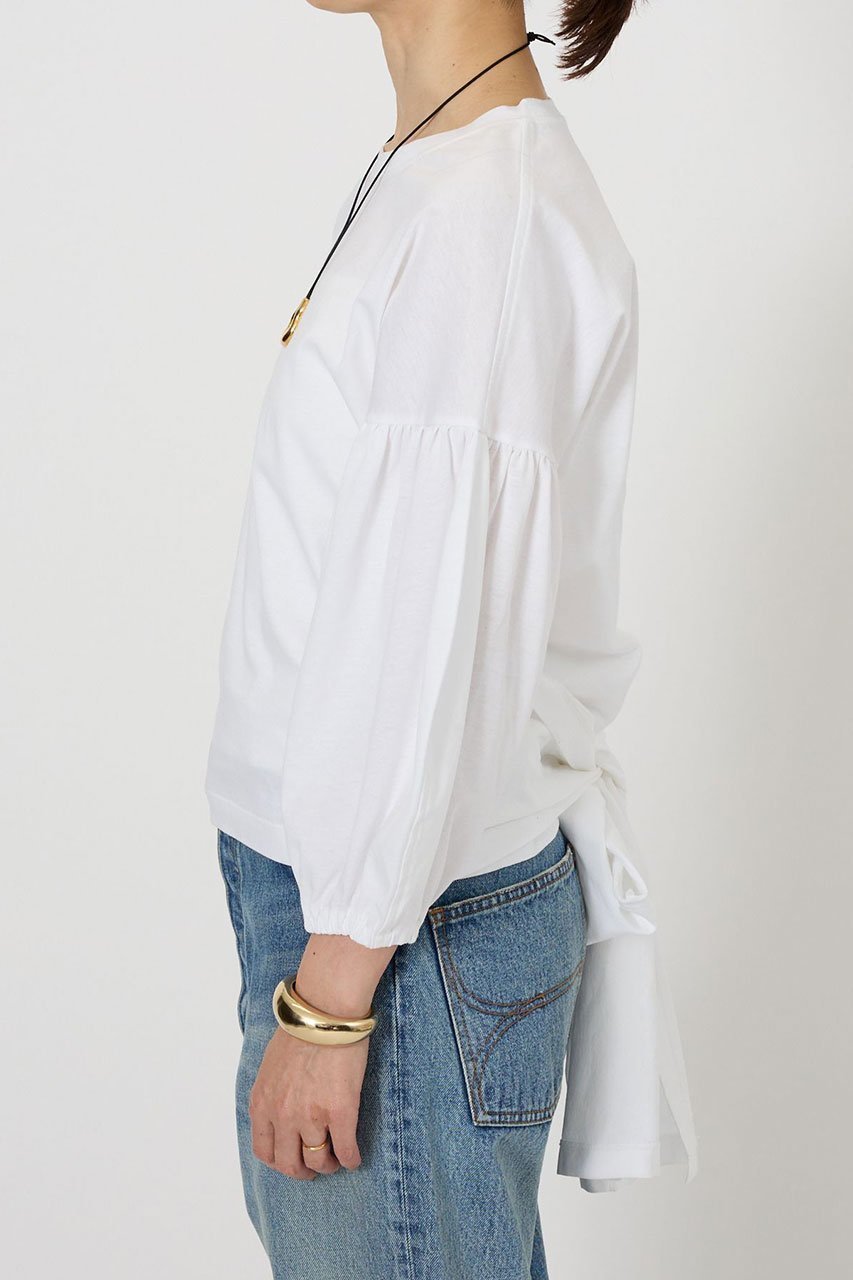 【ブリル/BRILL】のリボンカットソープルオーバー 人気、トレンドファッション・服の通販 founy(ファニー) 　ファッション　Fashion　レディースファッション　Fashion for Women　トップス・カットソー　Cut & Sew Tops　シャツ・ブラウス・オフィスカジュアル　Elegant Blouses & Button-Ups　ロングTシャツ・Tシャツ　Longline T-Shirts & Tees　カジュアルプルオーバー・ニットトップス　Pullovers & Knit Tops / Casual Pullovers　カットソー・ベーシックTシャツ　Cut-and-Sewn Tops / Stretch Tees & Basics　ギャザー　Gathered, Ruffled　ショート　Short, Short Length　スリーブ　Sleeve, Long Sleeve / Short Sleeve　リボン　Ribbon, Bow　other-5|ID: prp329100004872906 ipo3291000000036345435