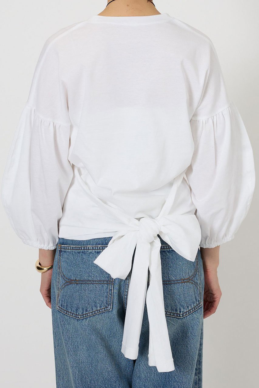 【ブリル/BRILL】のリボンカットソープルオーバー 人気、トレンドファッション・服の通販 founy(ファニー) 　ファッション　Fashion　レディースファッション　Fashion for Women　トップス・カットソー　Cut & Sew Tops　シャツ・ブラウス・オフィスカジュアル　Elegant Blouses & Button-Ups　ロングTシャツ・Tシャツ　Longline T-Shirts & Tees　カジュアルプルオーバー・ニットトップス　Pullovers & Knit Tops / Casual Pullovers　カットソー・ベーシックTシャツ　Cut-and-Sewn Tops / Stretch Tees & Basics　ギャザー　Gathered, Ruffled　ショート　Short, Short Length　スリーブ　Sleeve, Long Sleeve / Short Sleeve　リボン　Ribbon, Bow　other-6|ID: prp329100004872906 ipo3291000000036345436