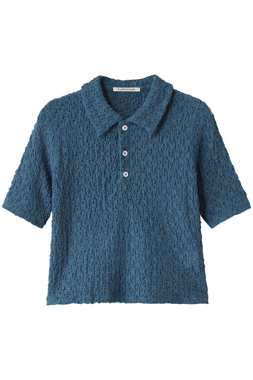 【マルティニーク/martinique】の【CURRENTAGE】ラッセルレースポロ インテリア・キッズ・メンズ・レディースファッション・服の通販 founy(ファニー) 　ファッション　Fashion　レディースファッション　Fashion for Women　トップス・カットソー　Cut & Sew Tops　シャツ・ブラウス・オフィスカジュアル　Elegant Blouses & Button-Ups　クロップド　Cropped, Short Length　ショート　Short, Short Length　スリーブ　Sleeve, Long Sleeve / Short Sleeve　デニム　Denim, Jeans Material　バランス　Balance, Style Balance　フィット　Fit, Slim Fit　ポロシャツ　Polo Shirt, Collared Tee　ラッセル　Raschel, Raschel Lace　レース　Lace, Lace Fabric　エレガント 上品　Elegant　ブルー|ID: prp329100004872931 ipo3291000000036345599