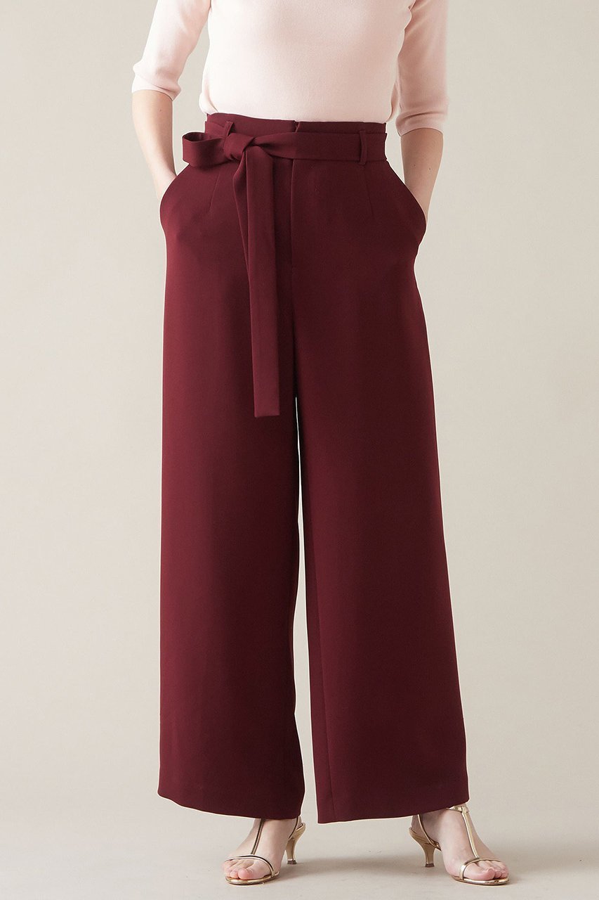 【マルティニーク/martinique】のベルト付きワイドパンツ インテリア・キッズ・メンズ・レディースファッション・服の通販 founy(ファニー) 　ファッション　Fashion　レディースファッション　Fashion for Women　パンツ　Pants & Trousers　ベルト&ウエストマーク　Belts & Waist Accessories　ストライプ　Stripe, Striped Pattern　ワイド　Wide, Wide Fit　無地　Plain, Solid Color　ボルドー|ID: prp329100004872963 ipo3291000000036345851