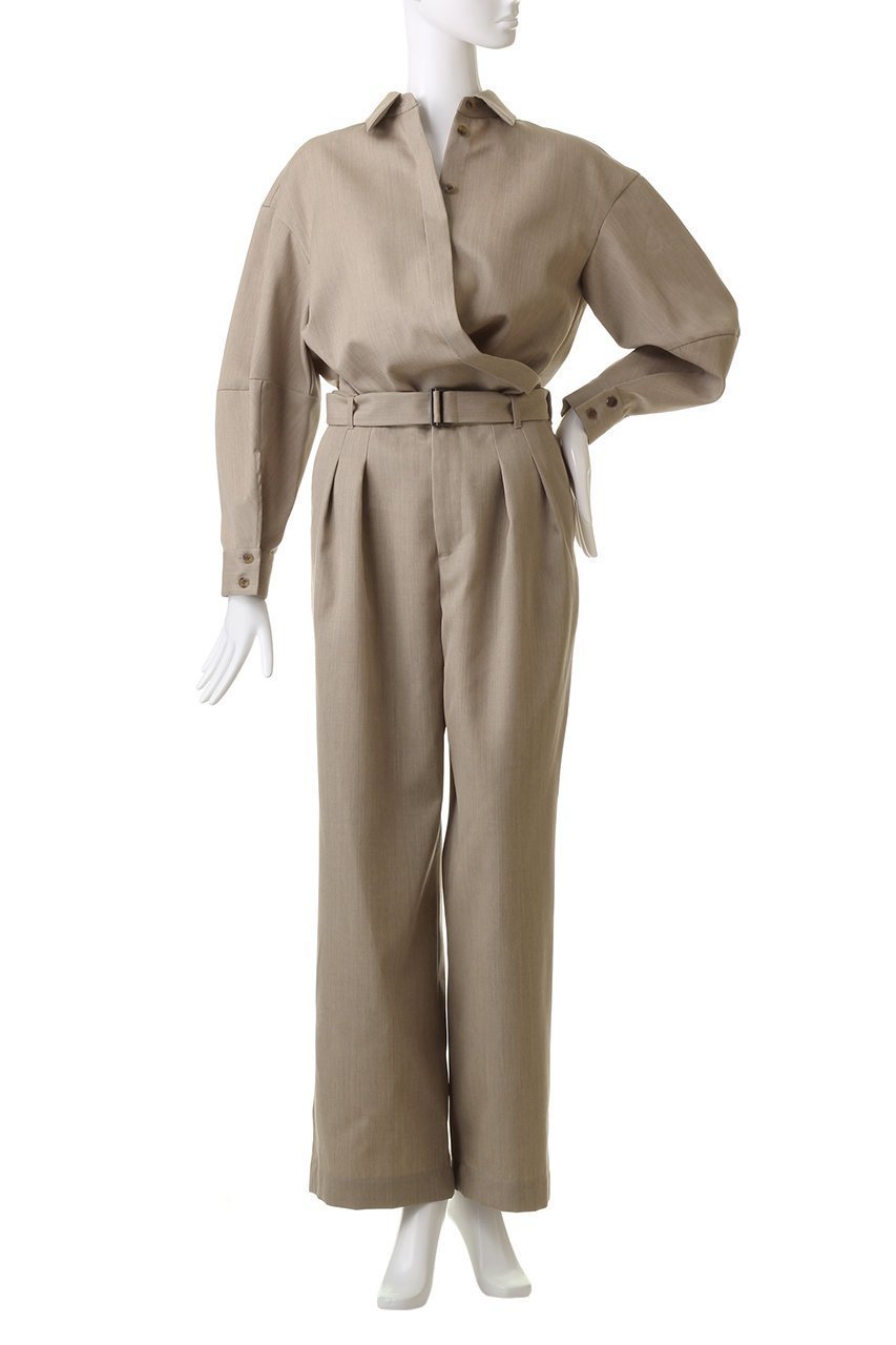 【マルティニーク/martinique】の【三尋木奈保×l heritage martinique】ウールギャバオールインワン 人気、トレンドファッション・服の通販 founy(ファニー) ファッション Fashion レディースファッション Fashion for Women パンツ Pants & Trousers ヴィンテージ Vintage Style カシュクール Wrap Design コラボ Collaboration, Collab スタンダード Standard, Basic スリーブ Sleeve, Long Sleeve / Short Sleeve セットアップ Set-Up, Coordinated Outfit セパレート Separate, Two-Piece ブラウジング Blouson Silhouette, Cinched Waist other-7|ID: prp329100004872971 ipo3291000000036345919