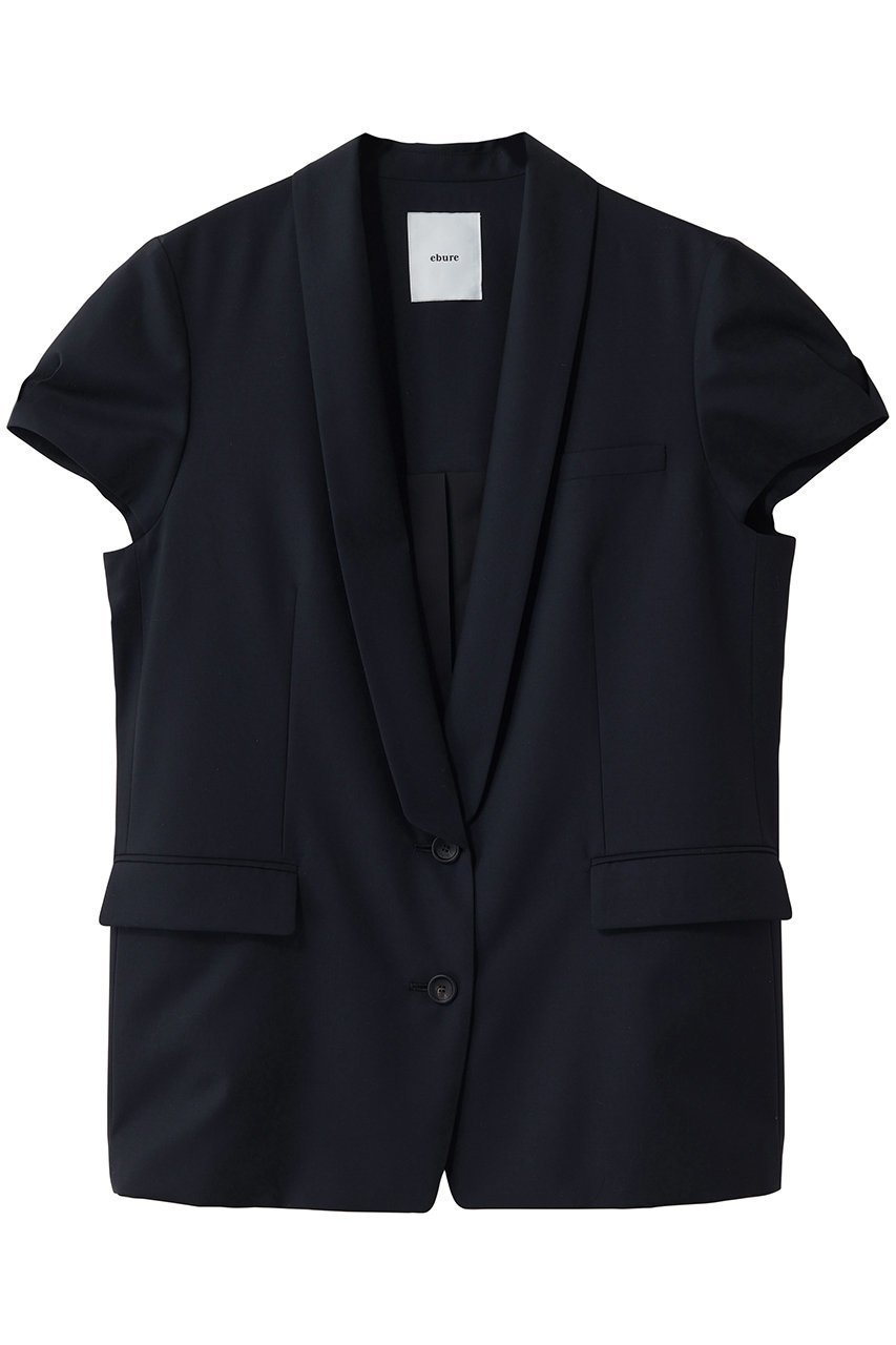 【エブール/ebure】のライトトロピカルウール キャップスリーブジャケット インテリア・キッズ・メンズ・レディースファッション・服の通販 founy(ファニー) 　ファッション　Fashion　レディースファッション　Fashion for Women　アウター　Coat / Outerwear Collection　レディースジャケット・軽アウター　Jackets　なめらか　Smooth, Silky Texture　ウォッシャブル　Machine Washable　キャップ　Cap, Baseball Cap　ジャケット　Jacket, Outerwear　スリーブ　Sleeve, Long Sleeve / Short Sleeve　タンク　Tank Top, Sleeveless Top　デニム　Denim, Jeans Material　エレガント 上品　Elegant　再入荷　Restock / Back in Stock　ネイビー|ID: prp329100004872998 ipo3291000000036346149