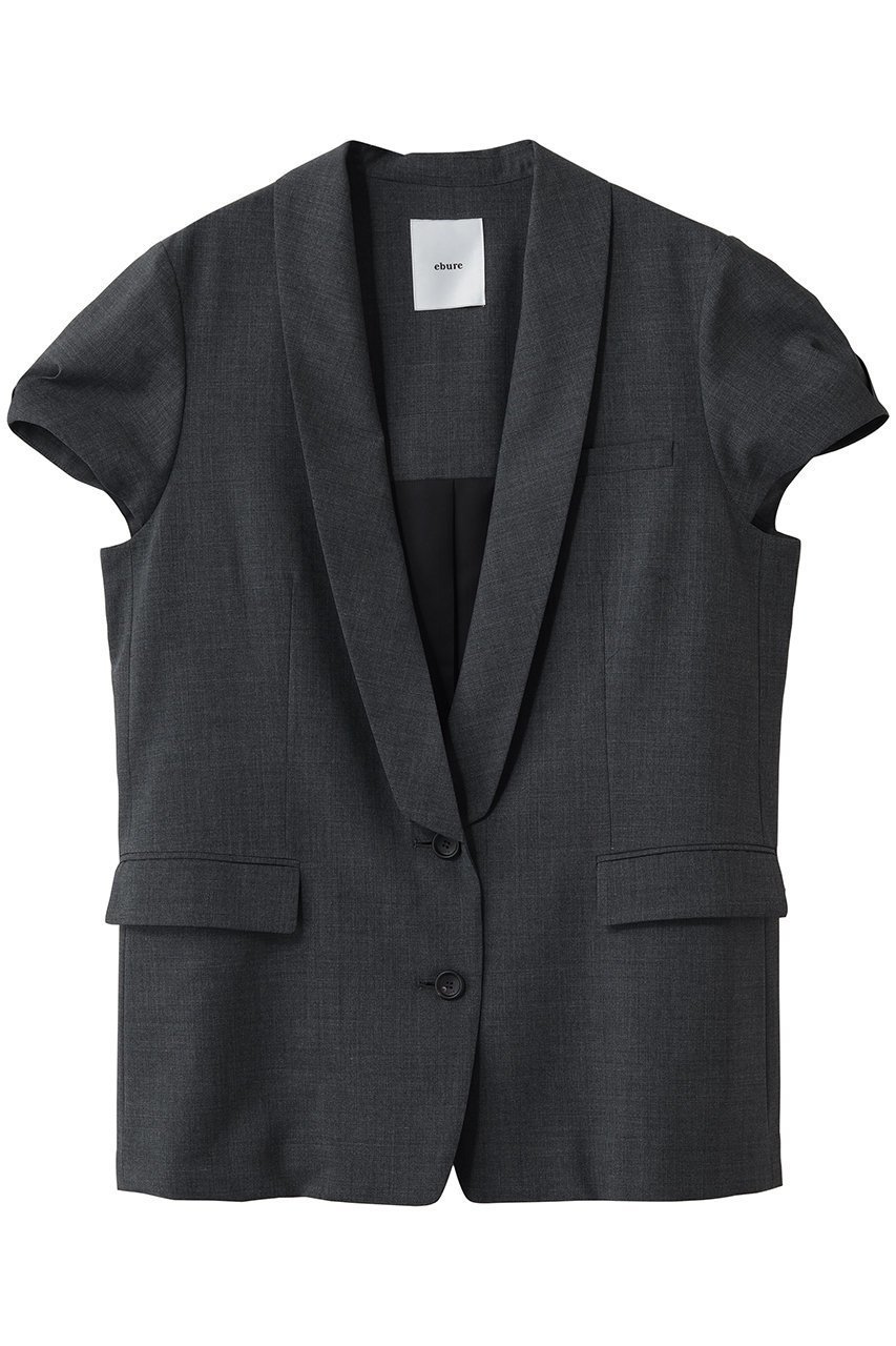 【エブール/ebure】のライトトロピカルウール キャップスリーブジャケット インテリア・キッズ・メンズ・レディースファッション・服の通販 founy(ファニー) 　ファッション　Fashion　レディースファッション　Fashion for Women　アウター　Coat / Outerwear Collection　レディースジャケット・軽アウター　Jackets　なめらか　Smooth, Silky Texture　ウォッシャブル　Machine Washable　キャップ　Cap, Baseball Cap　ジャケット　Jacket, Outerwear　スリーブ　Sleeve, Long Sleeve / Short Sleeve　タンク　Tank Top, Sleeveless Top　デニム　Denim, Jeans Material　エレガント 上品　Elegant　再入荷　Restock / Back in Stock　チャコールグレー|ID: prp329100004872998 ipo3291000000036346150