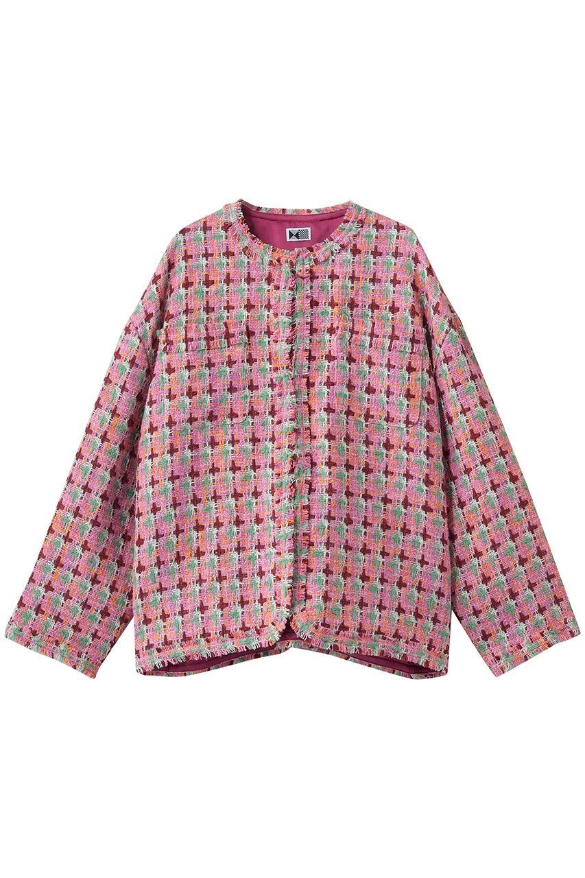 【生地の可能性/kijinokanosei】のfringe ジャケット インテリア・キッズ・メンズ・レディースファッション・服の通販 founy(ファニー) 　ファッション　Fashion　レディースファッション　Fashion for Women　アウター　Coat / Outerwear Collection　レディースジャケット・軽アウター　Jackets　カラフル　Colorful Design　ガラス　Glass, Glassware　ジャケット　Jacket, Outerwear　ツイード　Twill, Twill Weave　リネン　Linen, Linen Fabric　cherry ピンク|ID: prp329100004873004 ipo3291000000036872759