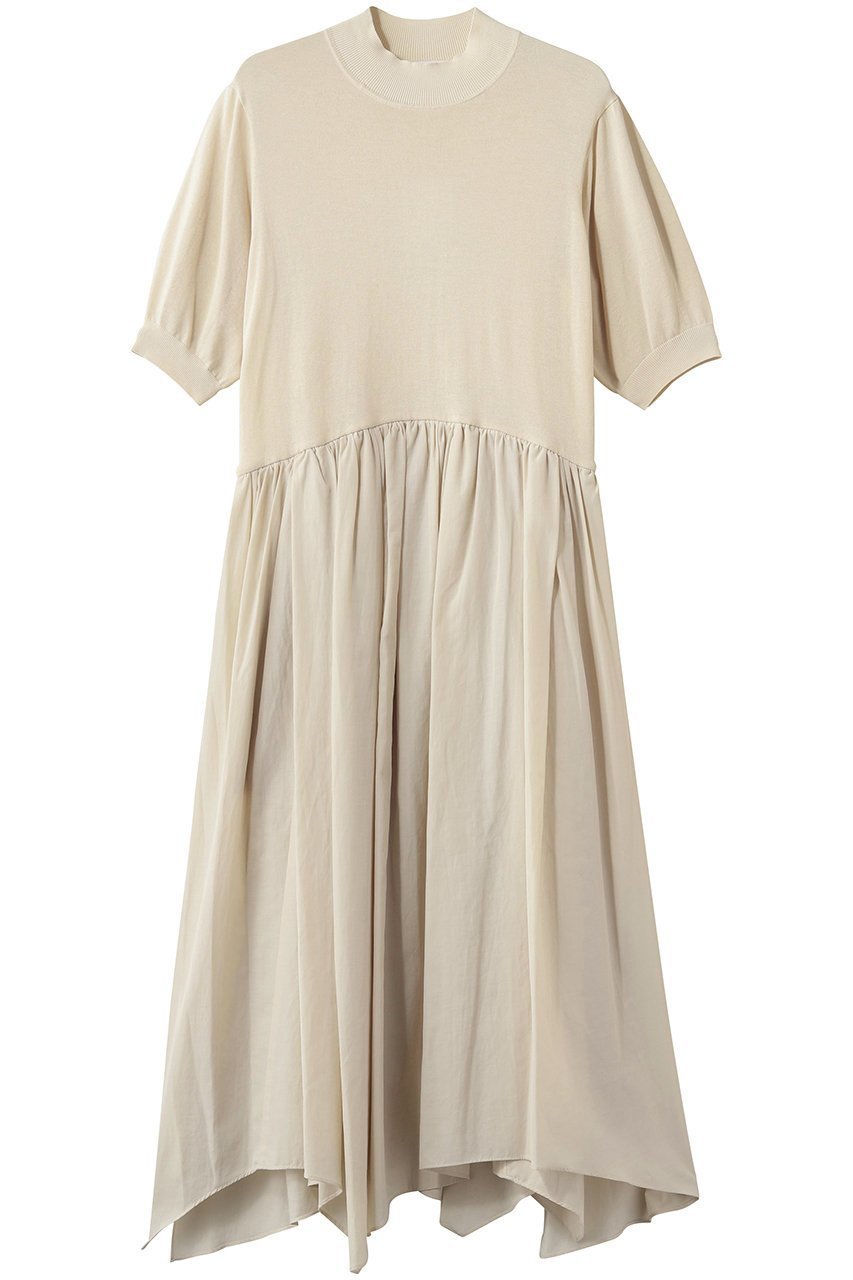 【ランバン オン ブルー/LANVIN en Bleu】のニットドッキングワンピース インテリア・キッズ・メンズ・レディースファッション・服の通販 founy(ファニー) 　ファッション　Fashion　レディースファッション　Fashion for Women　ワンピース　Dresses　チュニック　Tunic Tops & Dresses　イレギュラーヘム　Irregular Hem　シアー　Sheer, See-Through　ジャケット　Jacket, Outerwear　スリーブ　Sleeve, Long Sleeve / Short Sleeve　チュニック　Tunic, Long Top　ドッキング　Docking, Mixed Material　ハイネック　High Neck, Mock Neck　パーティ　Party, Party Style　ロング　Long, Long-Length　新作・新入荷　New Arrivals / New In　オフ|ID: prp329100004873016 ipo3291000000036346296