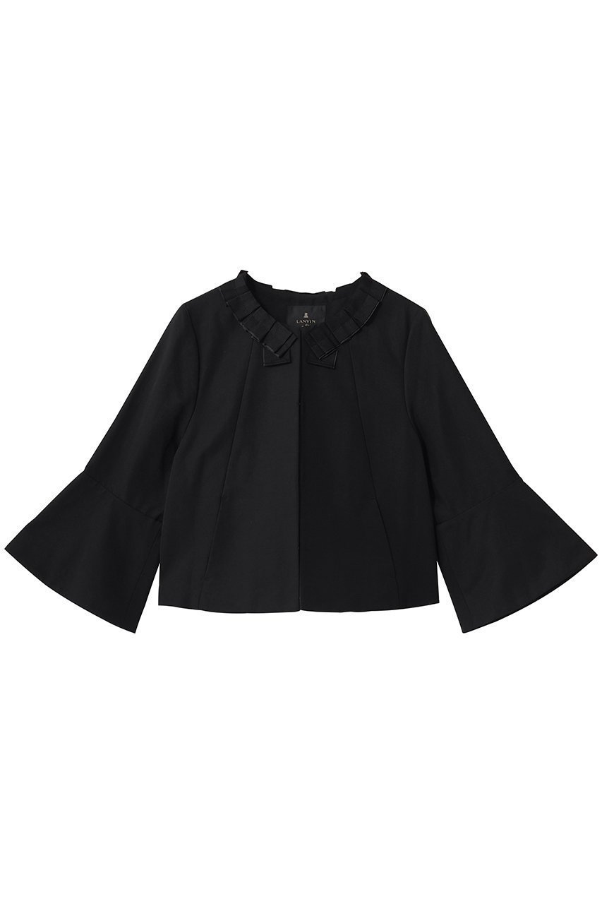 【ランバン オン ブルー/LANVIN en Bleu】のグログランノーカラージャケット インテリア・キッズ・メンズ・レディースファッション・服の通販 founy(ファニー) 　ファッション　Fashion　レディースファッション　Fashion for Women　アウター　Coat / Outerwear Collection　レディースジャケット・軽アウター　Jackets　ノーカラージャケット / シンプル上品コーデ　Collarless Jackets　おすすめ　Recommended / Our Picks　キュプラ　Cupro, Eco Fabric　グログラン　Grosgrain, Grosgrain Ribbon　ジャケット　Jacket, Outerwear　スリーブ　Sleeve, Long Sleeve / Short Sleeve　セットアップ　Set-Up, Coordinated Outfit　フレア　Flare, Flared　エレガント 上品　Elegant　新作・新入荷　New Arrivals / New In　ブラック|ID: prp329100004873023 ipo3291000000036346348