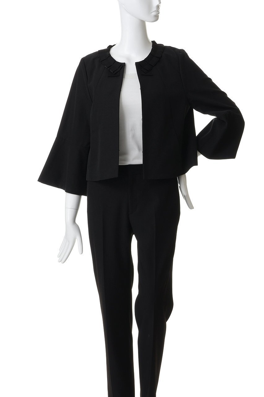 【ランバン オン ブルー/LANVIN en Bleu】のグログランノーカラージャケット 人気、トレンドファッション・服の通販 founy(ファニー) 　ファッション　Fashion　レディースファッション　Fashion for Women　アウター　Coat / Outerwear Collection　レディースジャケット・軽アウター　Jackets　ノーカラージャケット / シンプル上品コーデ　Collarless Jackets　おすすめ　Recommended / Our Picks　キュプラ　Cupro, Eco Fabric　グログラン　Grosgrain, Grosgrain Ribbon　ジャケット　Jacket, Outerwear　スリーブ　Sleeve, Long Sleeve / Short Sleeve　セットアップ　Set-Up, Coordinated Outfit　フレア　Flare, Flared　エレガント 上品　Elegant　新作・新入荷　New Arrivals / New In　other-7|ID: prp329100004873023 ipo3291000000036346354