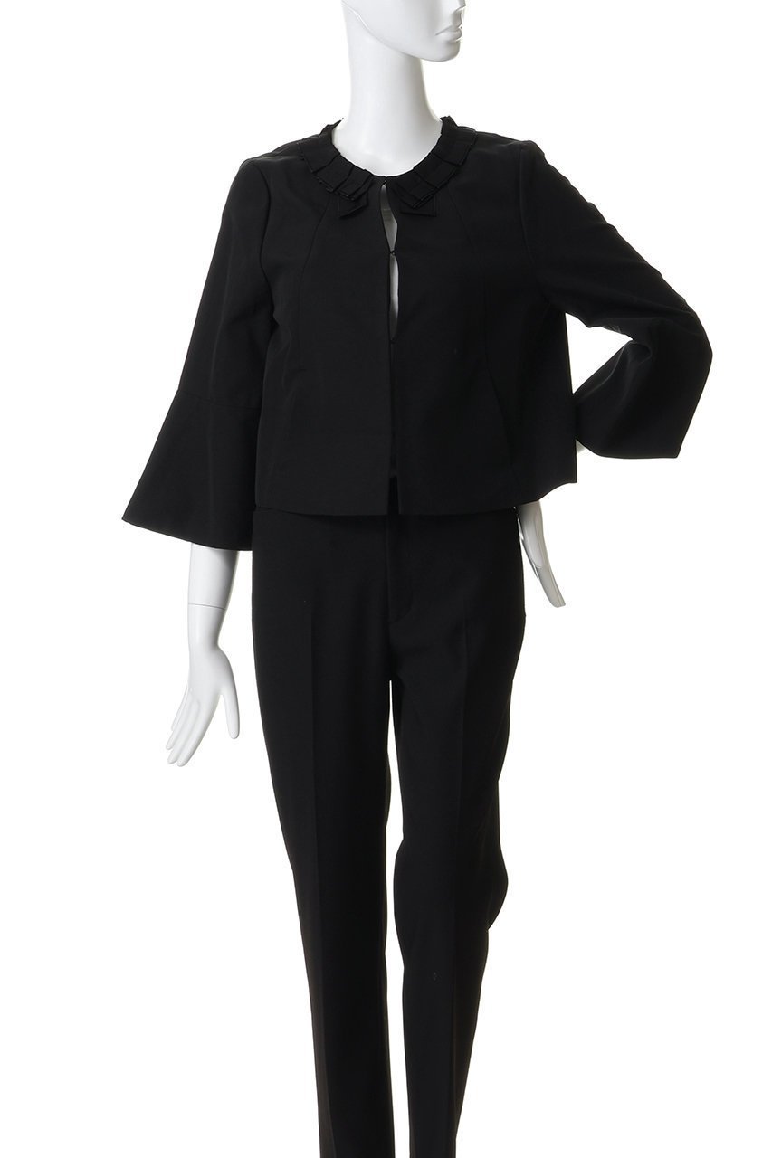 【ランバン オン ブルー/LANVIN en Bleu】のグログランノーカラージャケット 人気、トレンドファッション・服の通販 founy(ファニー) 　ファッション　Fashion　レディースファッション　Fashion for Women　アウター　Coat / Outerwear Collection　レディースジャケット・軽アウター　Jackets　ノーカラージャケット / シンプル上品コーデ　Collarless Jackets　おすすめ　Recommended / Our Picks　キュプラ　Cupro, Eco Fabric　グログラン　Grosgrain, Grosgrain Ribbon　ジャケット　Jacket, Outerwear　スリーブ　Sleeve, Long Sleeve / Short Sleeve　セットアップ　Set-Up, Coordinated Outfit　フレア　Flare, Flared　エレガント 上品　Elegant　other-2|ID: prp329100004873023 ipo3291000000037213349