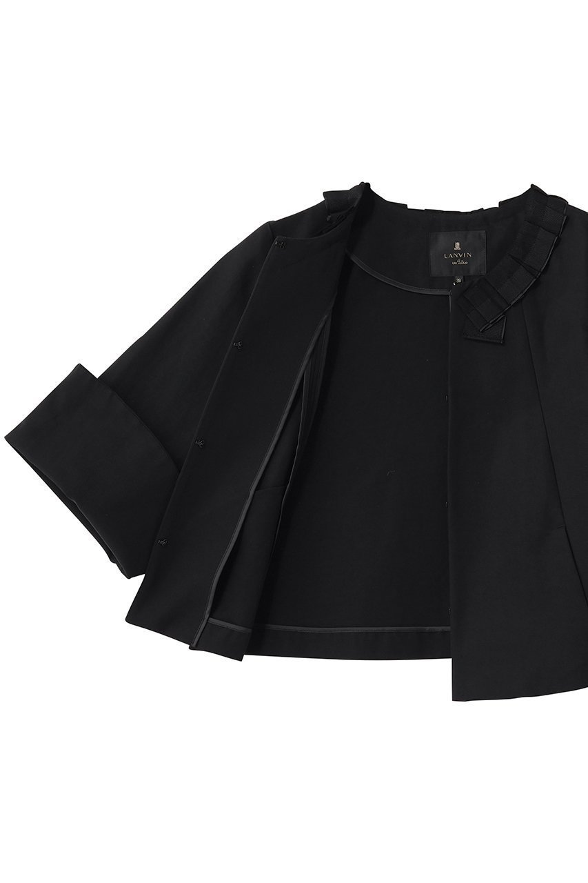 【ランバン オン ブルー/LANVIN en Bleu】のグログランノーカラージャケット 人気、トレンドファッション・服の通販 founy(ファニー) 　ファッション　Fashion　レディースファッション　Fashion for Women　アウター　Coat / Outerwear Collection　レディースジャケット・軽アウター　Jackets　ノーカラージャケット / シンプル上品コーデ　Collarless Jackets　おすすめ　Recommended / Our Picks　キュプラ　Cupro, Eco Fabric　グログラン　Grosgrain, Grosgrain Ribbon　ジャケット　Jacket, Outerwear　スリーブ　Sleeve, Long Sleeve / Short Sleeve　セットアップ　Set-Up, Coordinated Outfit　フレア　Flare, Flared　エレガント 上品　Elegant　other-6|ID: prp329100004873023 ipo3291000000037213353