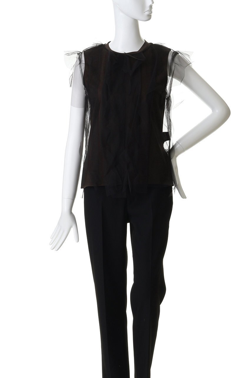 【ランバン オン ブルー/LANVIN en Bleu】のチュールレイヤードノースリーブカットソー 人気、トレンドファッション・服の通販 founy(ファニー) ファッション Fashion レディースファッション Fashion for Women トップス・カットソー Cut & Sew Tops キャミソール&ノースリーブ Camisoles & Sleeveless Tops シャツ・ブラウス・オフィスカジュアル Elegant Blouses & Button-Ups ロングTシャツ・Tシャツ Longline T-Shirts & Tees カットソー・ベーシックTシャツ Cut-and-Sewn Tops / Stretch Tees & Basics キャミソール Camisole, Spaghetti Strap Top タンク Tank Top, Sleeveless Top チュール Tulip, Tulip Motif フリル Frill, Ruffle 新作・新入荷 New Arrivals / New In other-2|ID: prp329100004873030 ipo3291000000036346402