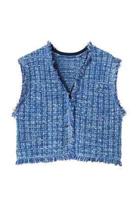 【ランバン オン ブルー/LANVIN en Bleu】 ニットツイードベスト大人の最旬トレンドファッション＆コーディネート founy(ファウニー) ファッション Fashion レディースファッション Fashion for Women トップス・カットソー Cut & Sew Tops ニット Knit Tops & Sweaters ベスト&ジレ / 重ね着スタイル Vests & Gilets カジュアルプルオーバー・ニットトップス Pullovers & Knit Tops / Casual Pullovers ツイード Twill, Twill Weave パーティ Party, Party Style ベスト Vest, Waistcoat マーガレット Marguerite, Daisy Pattern モチーフ Motif, Design Theme |ID:prp329100004873032