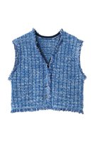【ランバン オン ブルー/LANVIN en Bleu】のニットツイードベスト 大人の最旬トレンドファッション＆コーディネート founy(ファウニー) ファッション Fashion レディースファッション Fashion for Women トップス・カットソー Cut & Sew Tops ニット Knit Tops & Sweaters ベスト&ジレ / 重ね着スタイル Vests & Gilets カジュアルプルオーバー・ニットトップス Pullovers & Knit Tops / Casual Pullovers ツイード Twill, Twill Weave パーティ Party, Party Style ベスト Vest, Waistcoat マーガレット Marguerite, Daisy Pattern モチーフ Motif, Design Theme |ID:prp329100004873032