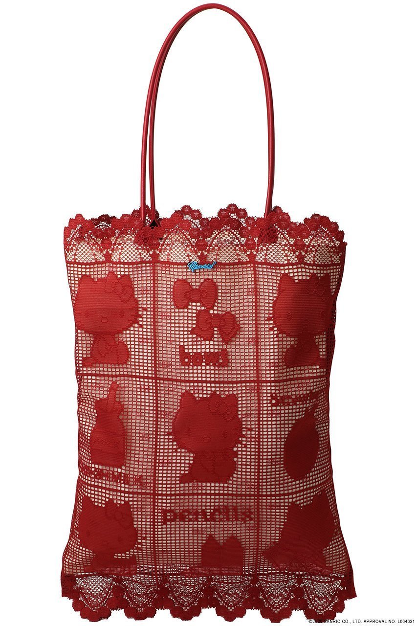 【ミュベール/MUVEIL】のサンリオキャラクターズコラボ ハローキティ レースバッグ インテリア・キッズ・メンズ・レディースファッション・服の通販 founy(ファニー) 　ファッション　Fashion　レディースファッション　Fashion for Women　バッグ　Bags　エレガント 上品　Elegant　バランス　Balance, Style Balance　プリント　Print, Printed Pattern　レース　Lace, Lace Fabric　新作・新入荷　New Arrivals / New In　レッド|ID: prp329100004873047 ipo3291000000036346544