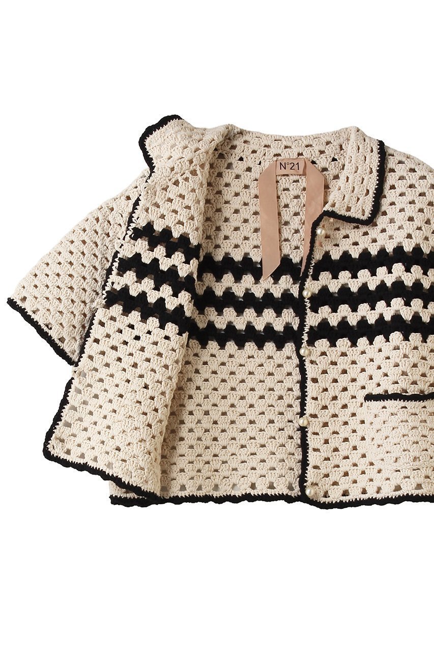 【ヌメロ ヴェントゥーノ/N°21】のハンドメイド コットン クロシェジャケット 人気、トレンドファッション・服の通販 founy(ファニー) 　ファッション　Fashion　レディースファッション　Fashion for Women　おすすめ　Recommended / Our Picks　カーディガン　Cardigan, Knitwear　クロシェ　Crochet, Knitted Lace　コンパクト　Compact, Small Size　ショート　Short, Short Length　ジャケット　Jacket, Outerwear　トリミング　Trimming, Decorative Edge　トレンド　Trend, Trending Now　ハンド　Hand, Handmade　ワイド　Wide, Wide Fit　新作・新入荷　New Arrivals / New In　other-6|ID: prp329100004873067 ipo3291000000036346707