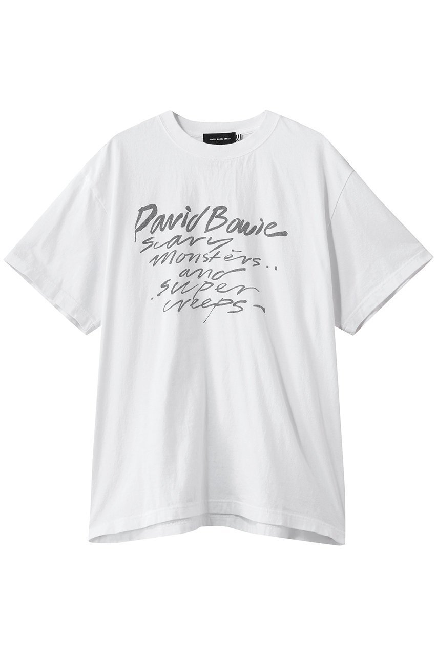 【エリオポール/heliopole】の【GOOD ROCK SPEED】DavidBowie Tシャツ インテリア・キッズ・メンズ・レディースファッション・服の通販 founy(ファニー) 　ファッション　Fashion　レディースファッション　Fashion for Women　トップス・カットソー　Cut & Sew Tops　シャツ・ブラウス・オフィスカジュアル　Elegant Blouses & Button-Ups　ロングTシャツ・Tシャツ　Longline T-Shirts & Tees　カットソー・ベーシックTシャツ　Cut-and-Sewn Tops / Stretch Tees & Basics　ショート　Short, Short Length　シンプル　Simple, Minimal　スリーブ　Sleeve, Long Sleeve / Short Sleeve　ボトム　Bottoms, Lower Wear　モチーフ　Motif, Design Theme　新作・新入荷　New Arrivals / New In　ホワイト|ID: prp329100004873099 ipo3291000000036346941