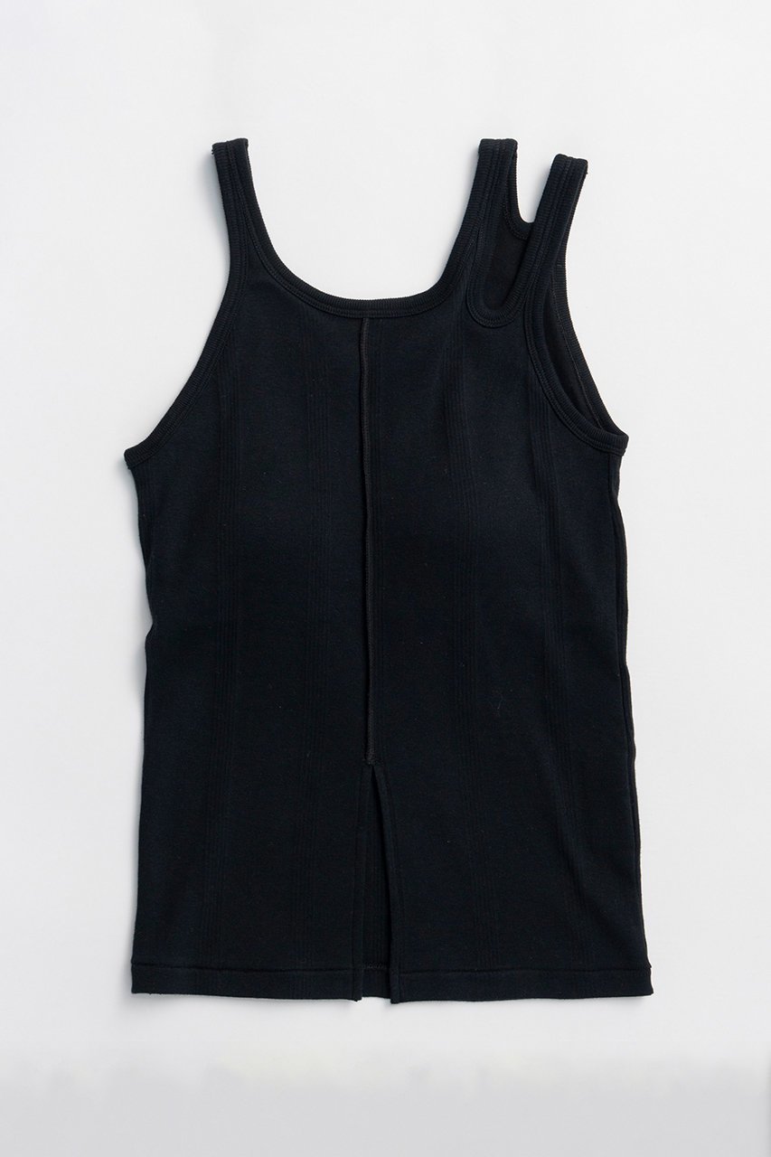【メゾンスペシャル/MAISON SPECIAL】の【Miller×MAISON SPECIAL】コラボヘムスリットタンクトップ インテリア・キッズ・メンズ・レディースファッション・服の通販 founy(ファニー) 　ファッション　Fashion　レディースファッション　Fashion for Women　トップス・カットソー　Cut & Sew Tops　キャミソール&ノースリーブ　Camisoles & Sleeveless Tops　シャツ・ブラウス・オフィスカジュアル　Elegant Blouses & Button-Ups　ロングTシャツ・Tシャツ　Longline T-Shirts & Tees　カットソー・ベーシックTシャツ　Cut-and-Sewn Tops / Stretch Tees & Basics　アシンメトリー　Asymmetrical Style　インナー　Innerwear　キャミソール　Camisole, Spaghetti Strap Top　シンプル　Simple, Minimal　スリット　Slit, Slit Detail　タンク　Tank Top, Sleeveless Top　フロント　Front, Front Design　ベーシック　Basic, Essential　ボーダー　Border, Stripe　新作・新入荷　New Arrivals / New In　BLK(ブラック)|ID: prp329100004873153 ipo3291000000036347458