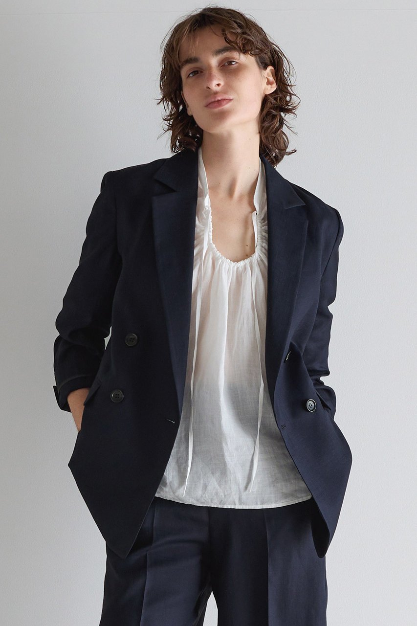 【マルティニーク/martinique】のダルスラブジャケット(セットアップ可) インテリア・キッズ・メンズ・レディースファッション・服の通販 founy(ファニー) 　ファッション　Fashion　レディースファッション　Fashion for Women　アウター　Coat / Outerwear Collection　レディースジャケット・軽アウター　Jackets　おすすめ　Recommended / Our Picks　ジャケット　Jacket, Outerwear　スタンダード　Standard, Basic　ストライプ　Stripe, Striped Pattern　セットアップ　Set-Up, Coordinated Outfit　ダブル　Double, Double-Breasted　ボックス　Boxy, Box Shape　モダン　Modern, Contemporary　エレガント 上品　Elegant　新作・新入荷　New Arrivals / New In　無地　Plain, Solid Color　ネイビー|ID: prp329100004873172 ipo3291000000036347628