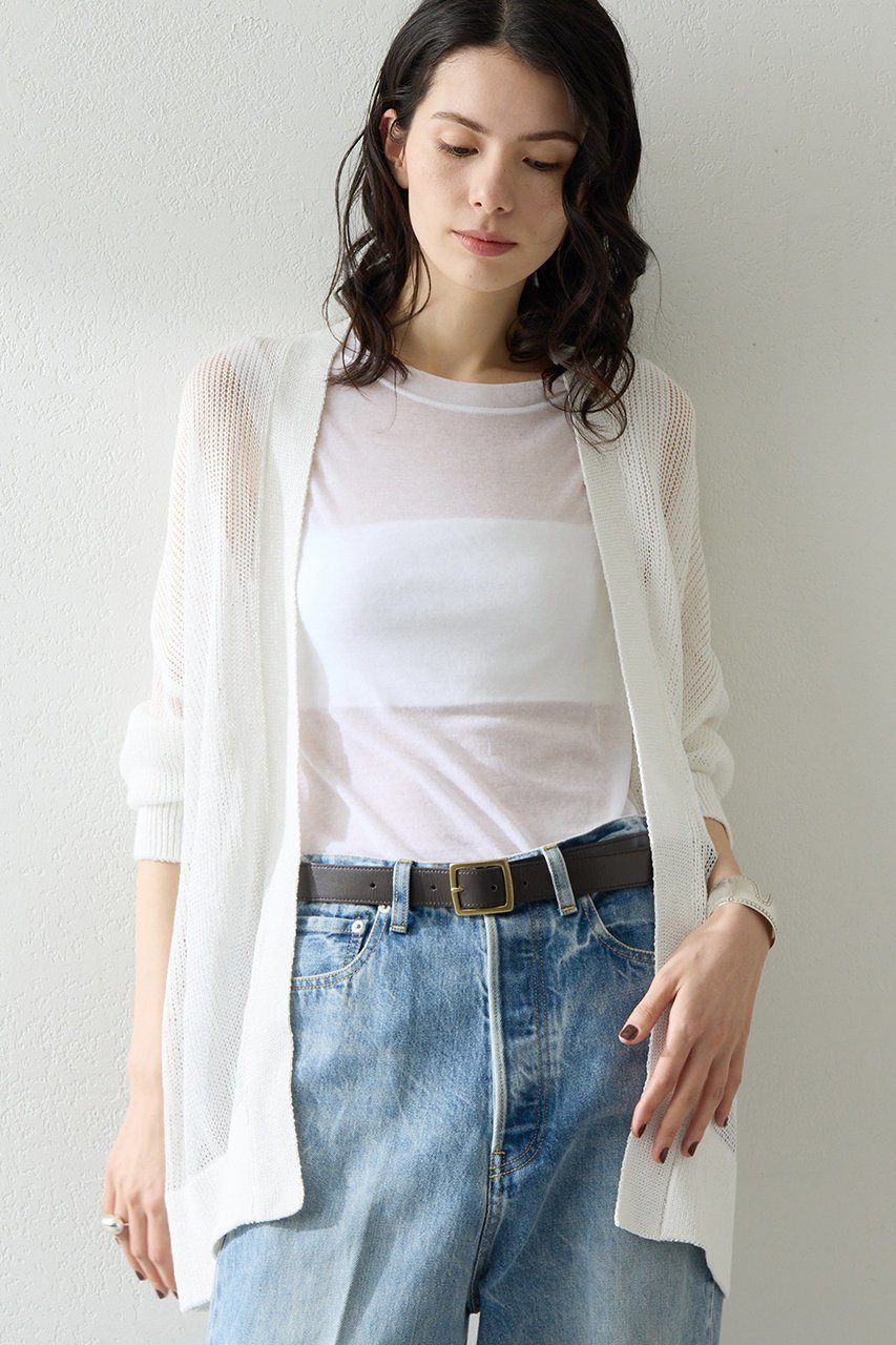 【ウィムガゼット/Whim Gazette】のメッシュニットカーディガン インテリア・キッズ・メンズ・レディースファッション・服の通販 founy(ファニー) 　ファッション　Fashion　レディースファッション　Fashion for Women　トップス・カットソー　Cut & Sew Tops　ニット　Knit Tops & Sweaters　カーディガン・羽織り　Layered Style Cardigans　カーディガン　Cardigan, Knitwear　コンパクト　Compact, Small Size　フロント　Front, Front Design　ボトム　Bottoms, Lower Wear　ミドル　Middle Length, Mid Height　メッシュ　Mesh, Net Fabric　エレガント 上品　Elegant　夏　Summer　新作・新入荷　New Arrivals / New In　春　Spring　S/S・春夏　SS, Spring/Summer, Warm Season　オフホワイト|ID: prp329100004873210 ipo3291000000036347946