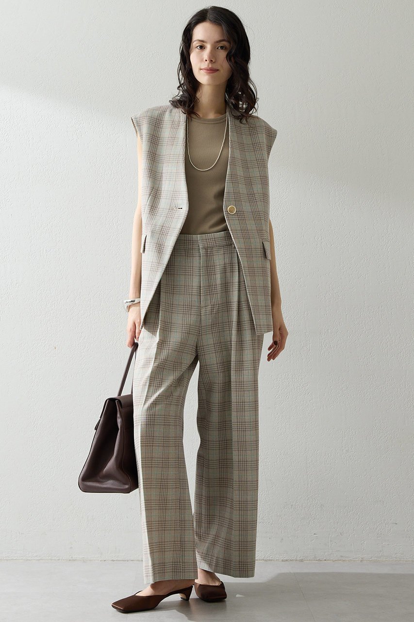 【ウィムガゼット/Whim Gazette】のコットンチェックパンツ 人気、トレンドファッション・服の通販 founy(ファニー) 　ファッション　Fashion　レディースファッション　Fashion for Women　パンツ　Pants & Trousers　おすすめ　Recommended / Our Picks　セットアップ　Set-Up, Coordinated Outfit　センター　Center, Center Line　チェック　Check, Plaid, Tartan　フロント　Front, Front Design　ワイド　Wide, Wide Fit　新作・新入荷　New Arrivals / New In　other-2|ID: prp329100004873216 ipo3291000000036348007