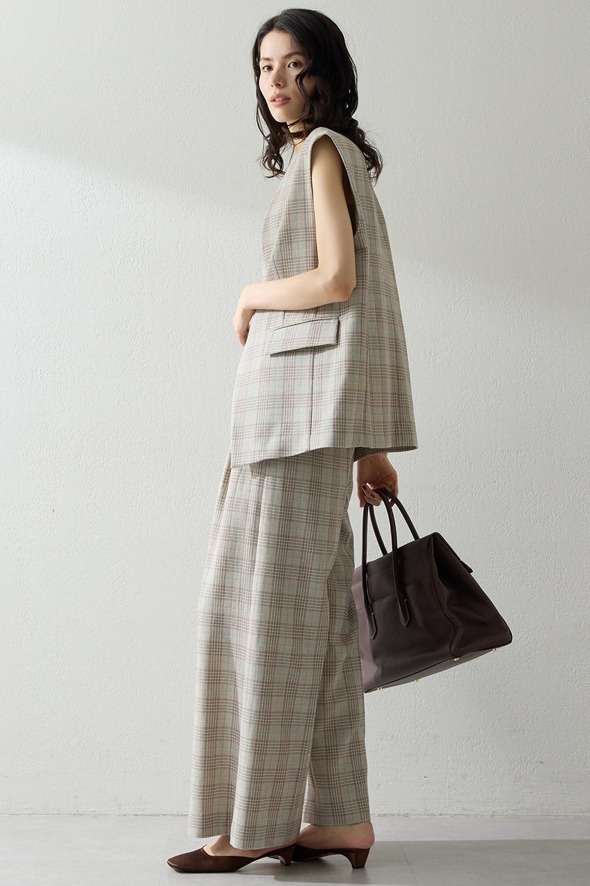 【ウィムガゼット/Whim Gazette】のコットンチェックパンツ 人気、トレンドファッション・服の通販 founy(ファニー) 　ファッション　Fashion　レディースファッション　Fashion for Women　パンツ　Pants & Trousers　おすすめ　Recommended / Our Picks　セットアップ　Set-Up, Coordinated Outfit　センター　Center, Center Line　チェック　Check, Plaid, Tartan　フロント　Front, Front Design　ワイド　Wide, Wide Fit　新作・新入荷　New Arrivals / New In　other-3|ID: prp329100004873216 ipo3291000000036348009