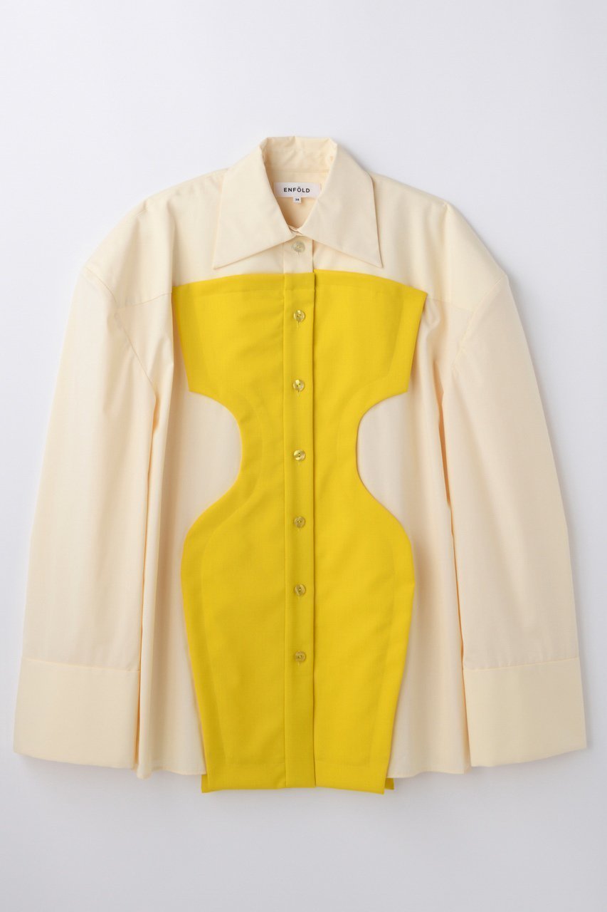 【エンフォルド/ENFOLD】のSILHOUETTE BIG SHIRT インテリア・キッズ・メンズ・レディースファッション・服の通販 founy(ファニー) ファッション Fashion レディースファッション Fashion for Women トップス・カットソー Cut & Sew Tops シャツ・ブラウス・オフィスカジュアル Elegant Blouses & Button-Ups おすすめ Recommended / Our Picks シェイプ Shape, Slim Fit スリーブ Sleeve, Long Sleeve / Short Sleeve セットアップ Set-Up, Coordinated Outfit バランス Balance, Style Balance プリーツ Pleats, Pleated ロング Long, Long-Length 新作・新入荷 New Arrivals / New In ライトイエロー|ID: prp329100004873224 ipo3291000000036348065